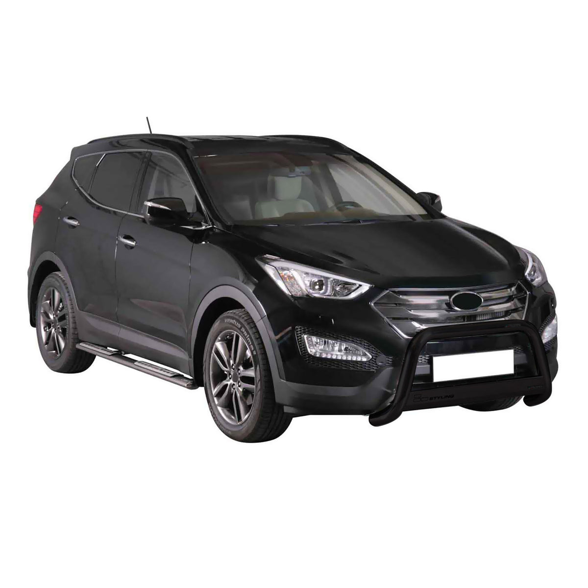 Bull Barra Frontal para Hyundai Santa Fe 2012-2015 Negro Brillante Acero