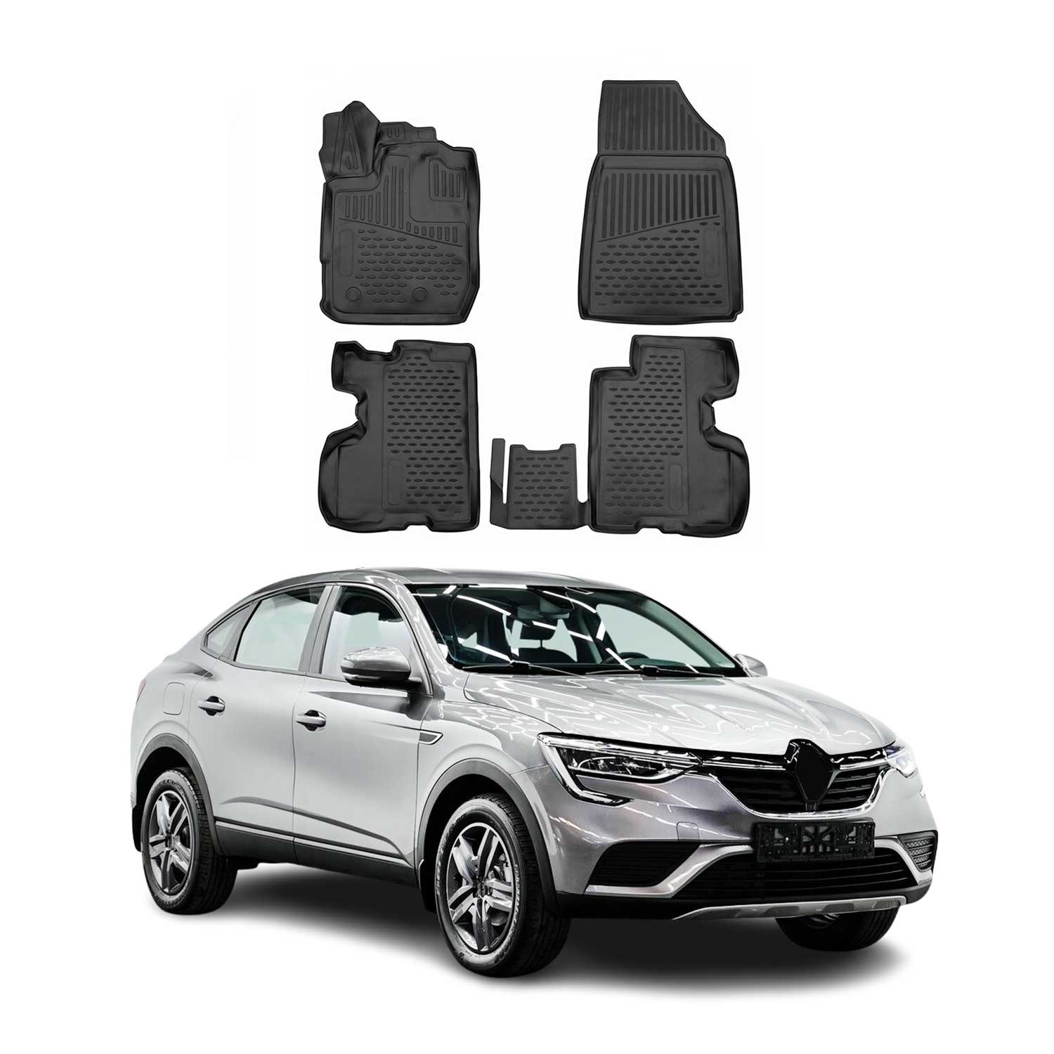 OMAC Alfombrillas De Coche para Renault Arkana 2019-2021 Negro Goma TPE 4Pza