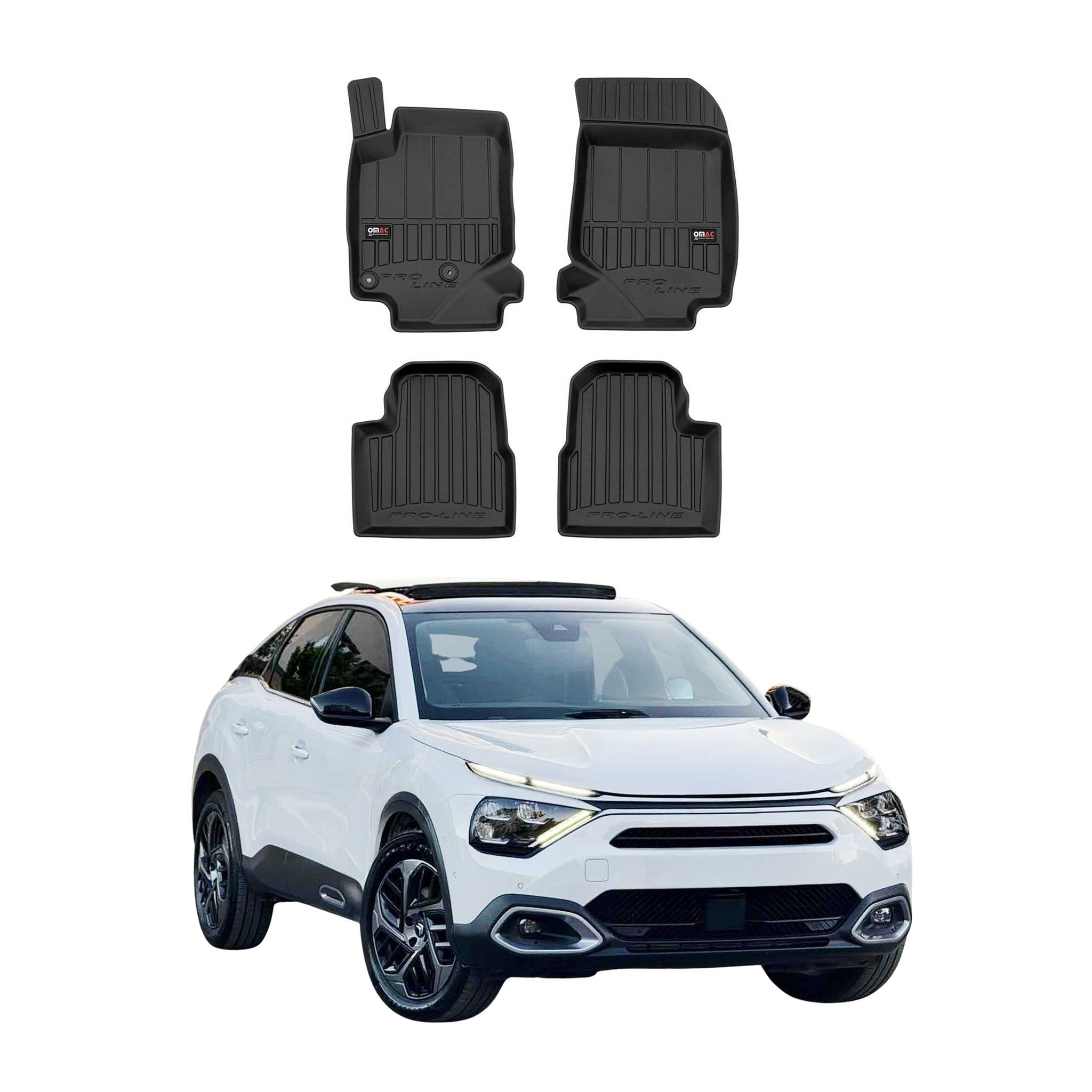 OMAC Premium Alfombrillas De Coche para Citroen C4 2021-2026 Negro TPE Goma 4Pza