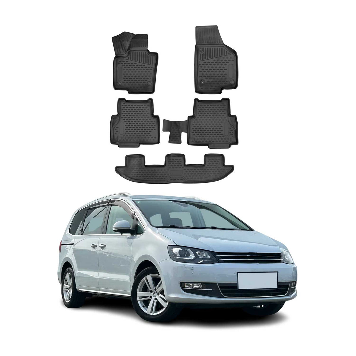 OMAC Alfombrillas De Coche para Seat Alhambra 2015-2025 Negro Goma TPE 5Pza