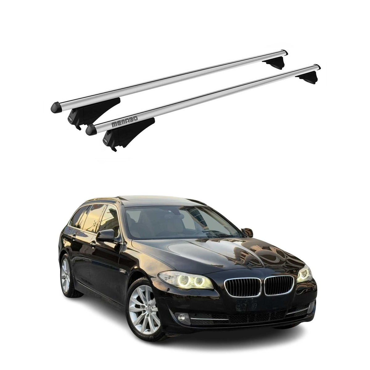 Menabo Barras de Techo Coche Baca para BMW Serie 5 F11 Touring 2010-2016 Gris