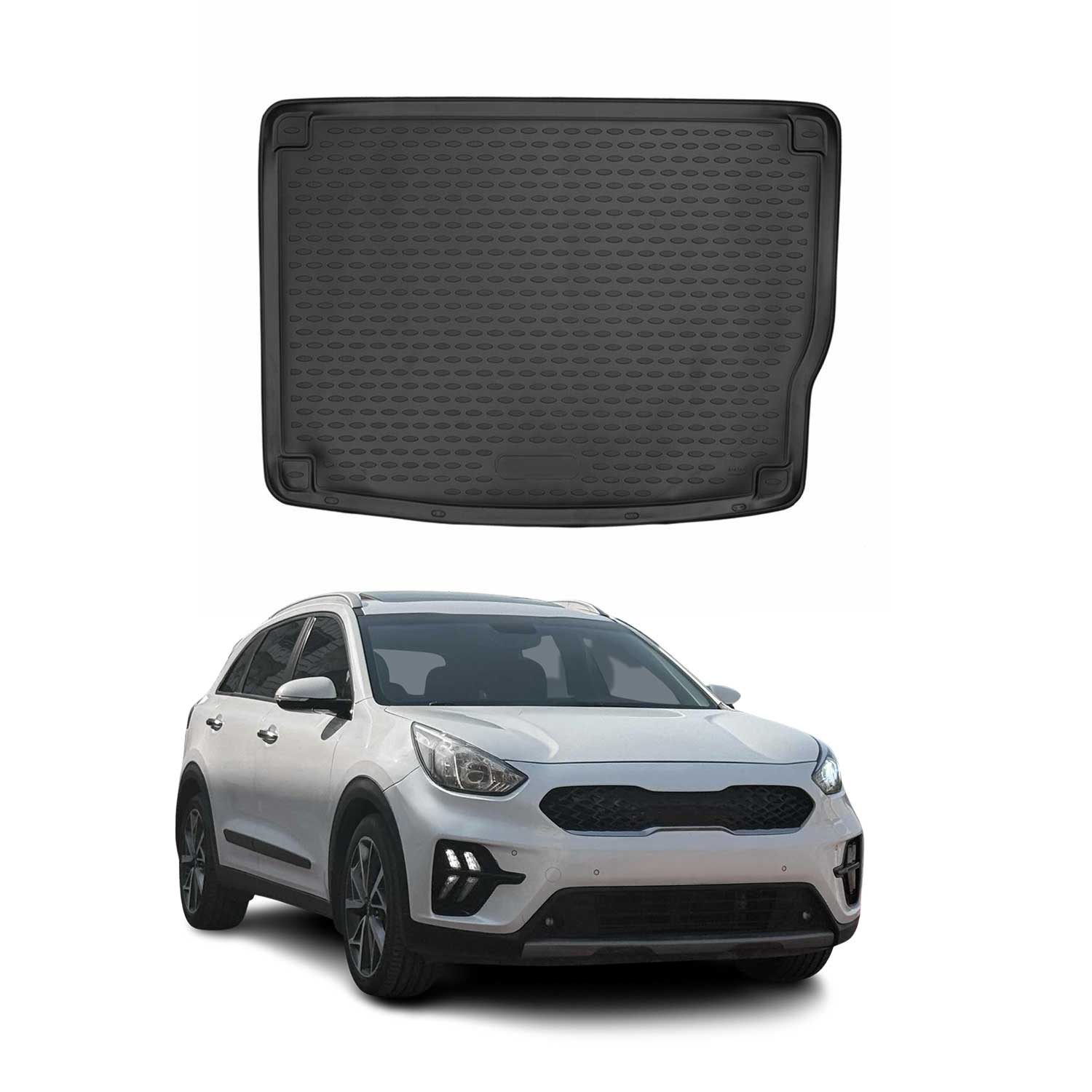 OMAC Bandeja Maletero Alfombrilla para Kia Niro 2016-2024 Negro Goma TPE 1Pza