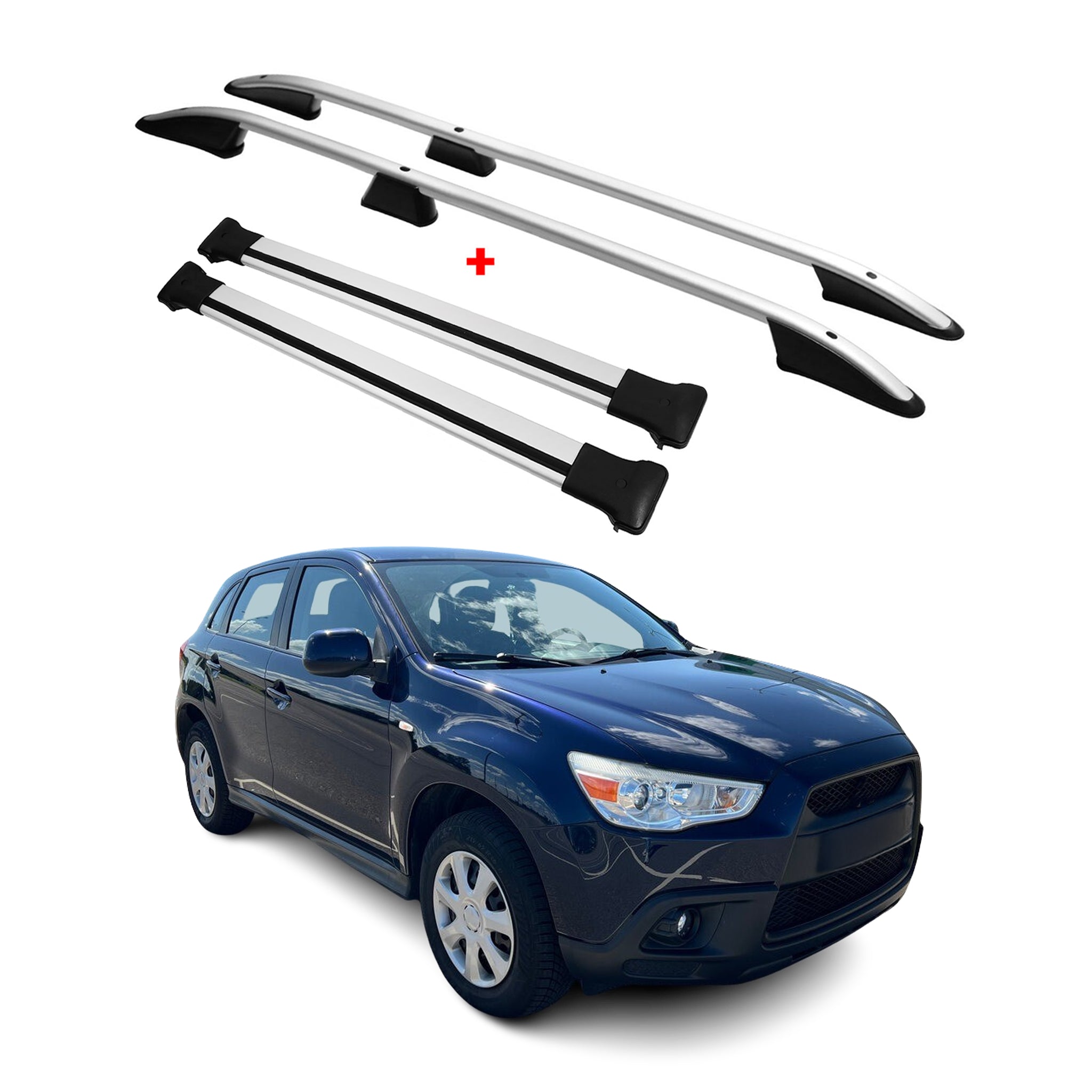 Rieles & Barras de Techo Coche para Mitsubishi ASX 2010-2025 Gris Aluminio 4Pza