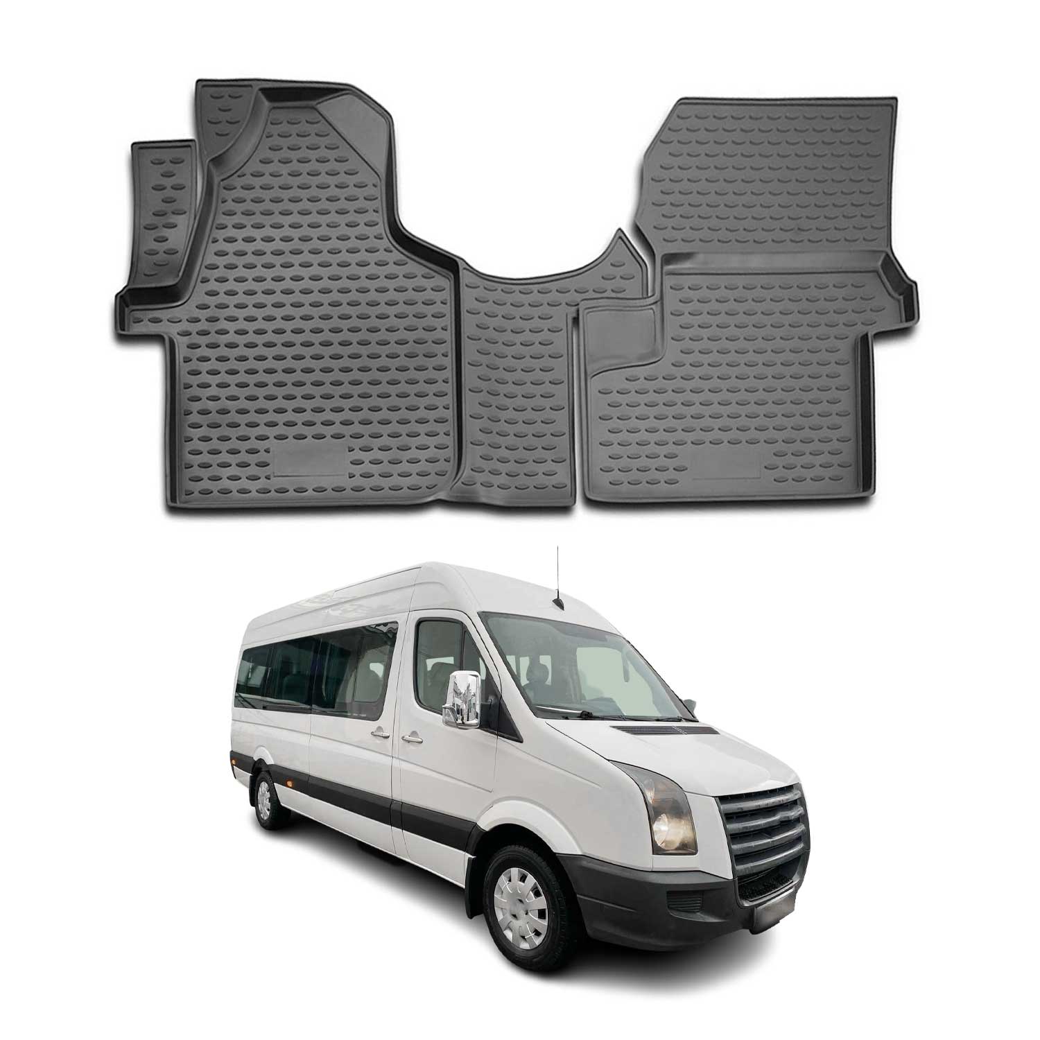 OMAC Alfombrillas De Coche para VW Crafter 2006-2016 Negro Goma 2Pza