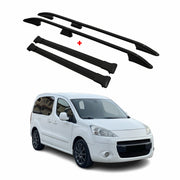 Rieles & Barras de Techo Coche para Peugeot Partner Tepee 2008-2018 Negro Alu