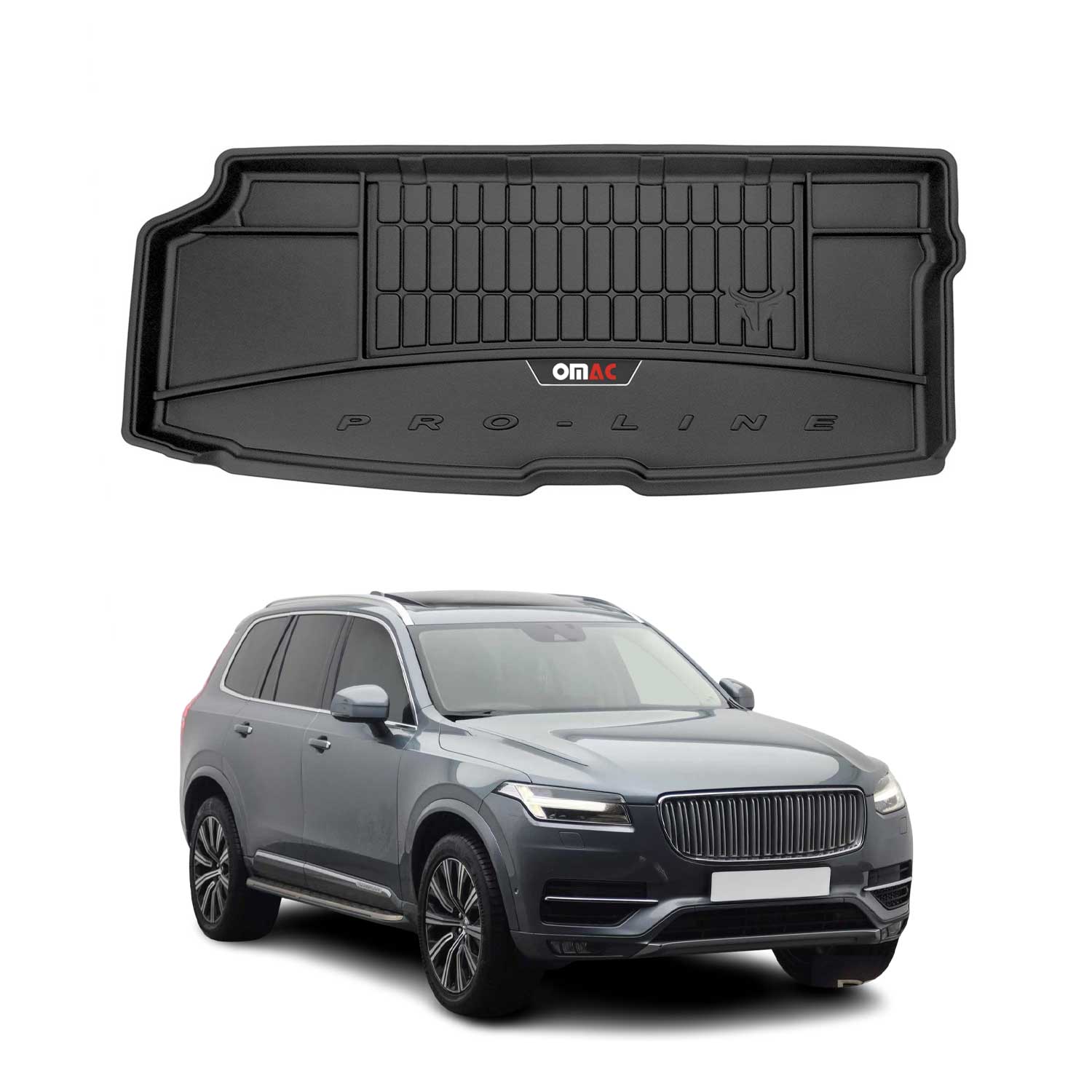 OMAC Premium Bandeja Maletero Alfombrilla para Volvo XC90 2015-2025 Negro TPE