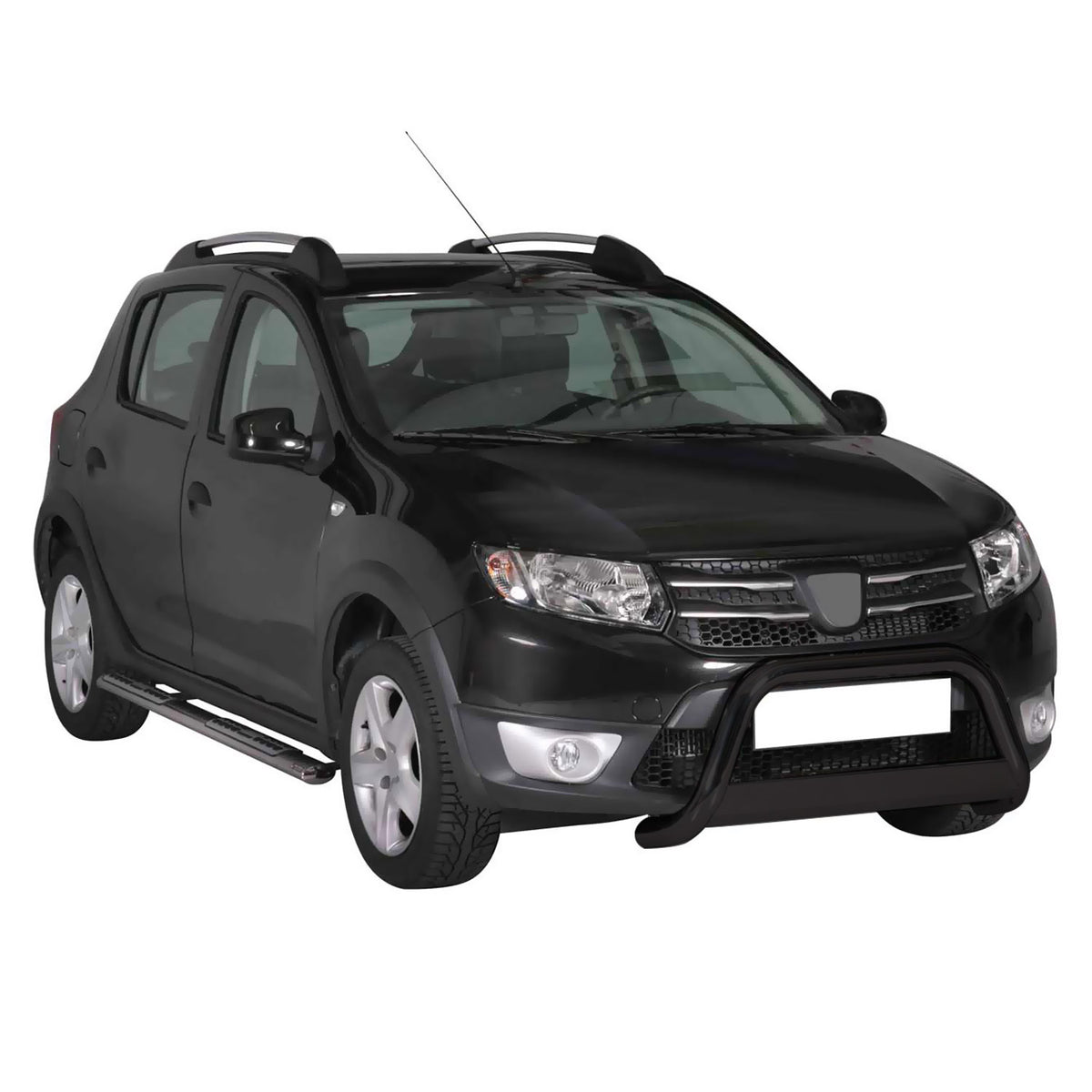 Bull Barra Frontal para Sandero Stepway 2012-2016 Negro Brillante Acero 1Pza