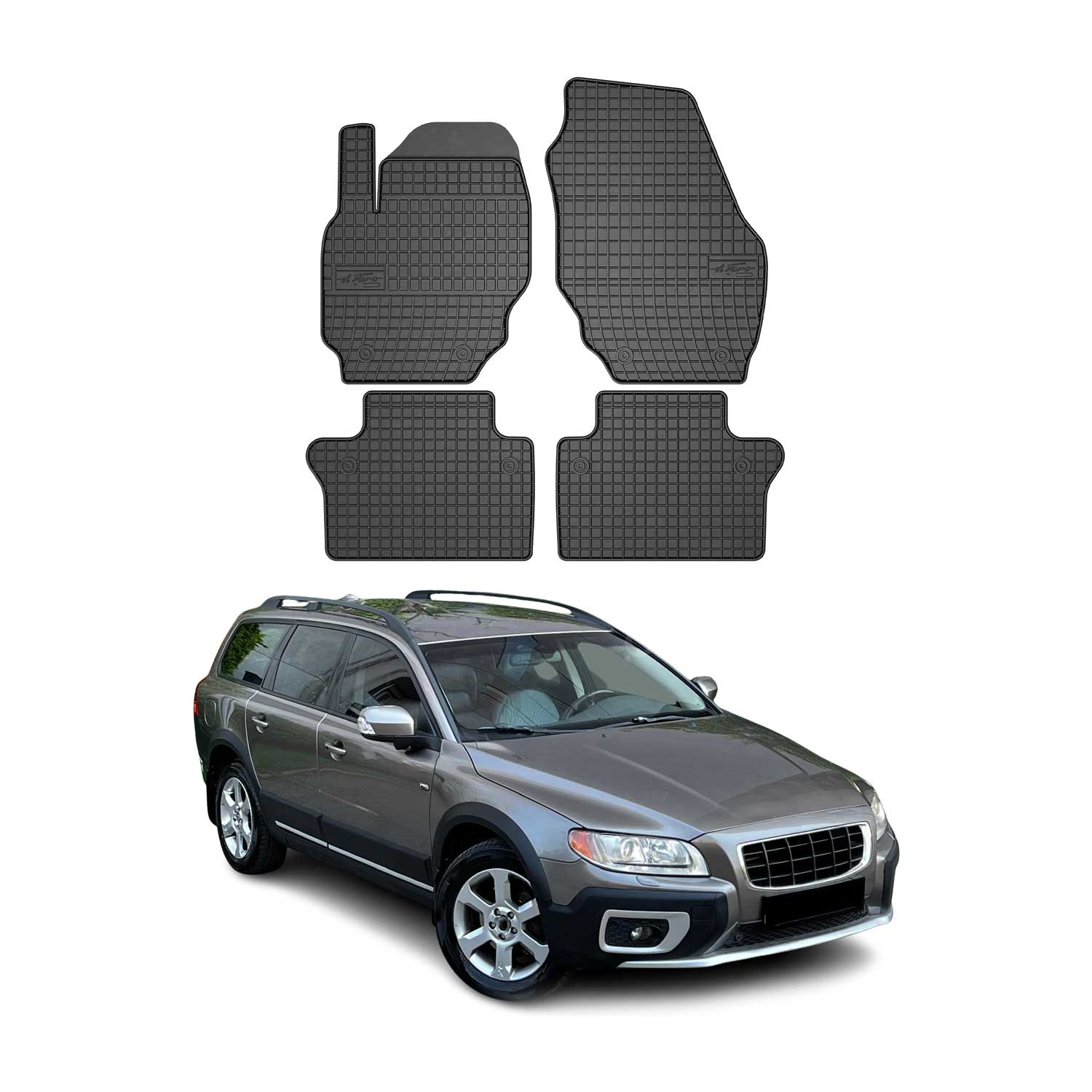 OMAC Alfombrillas De Coche para Volvo XC70 2013-2016 Negro Goma TPE 4Pza
