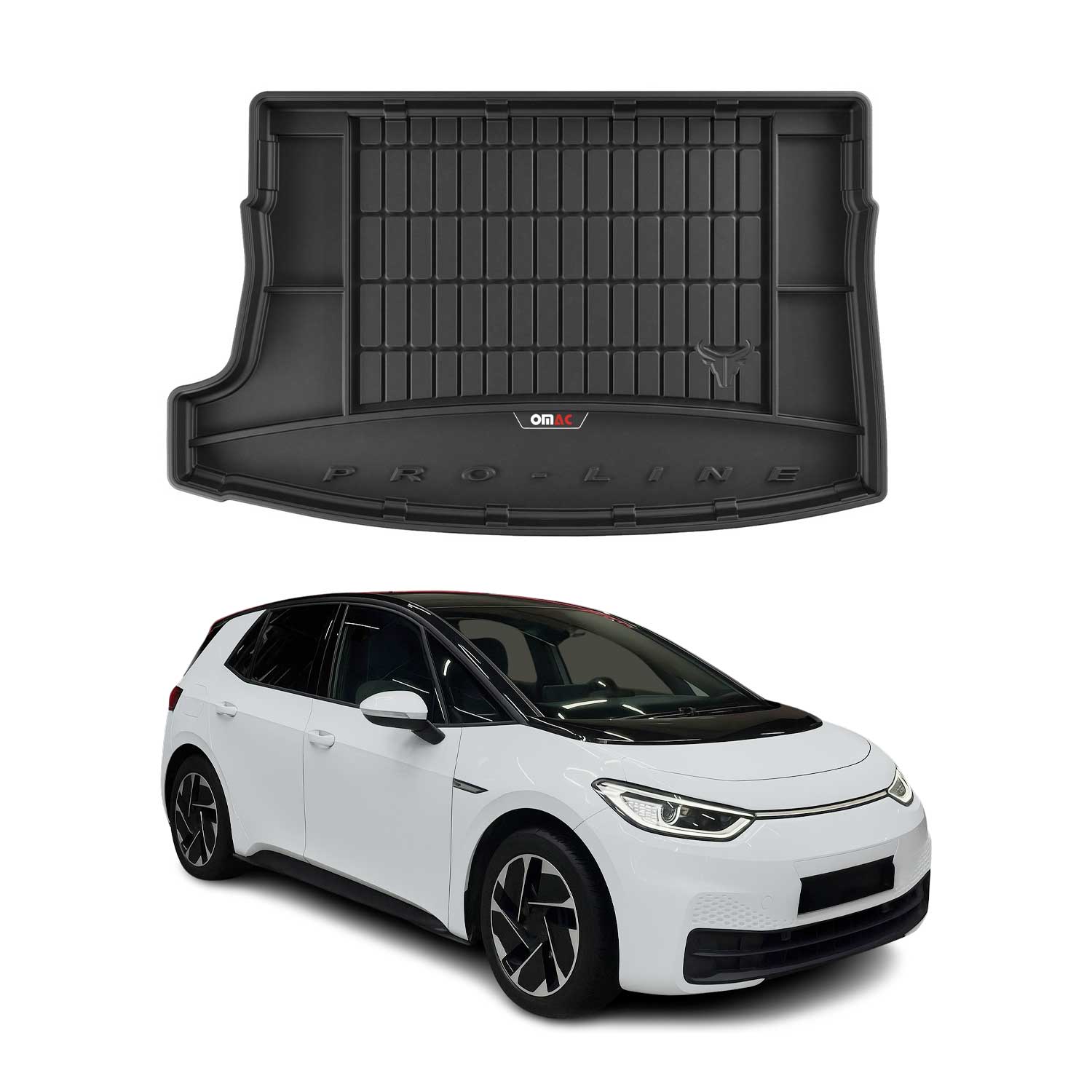 OMAC Premium Bandeja Maletero Alfombrilla para VW ID.3 2019-2025 Negro Goma TPE