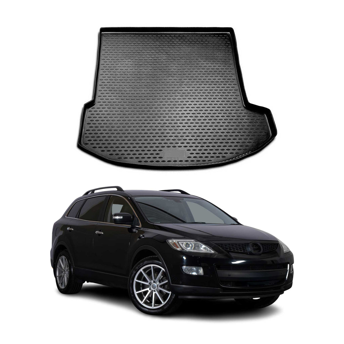 OMAC Bandeja Maletero Alfombrilla para Mazda CX-9 2006-2017 Negro Goma TPE 1Pza