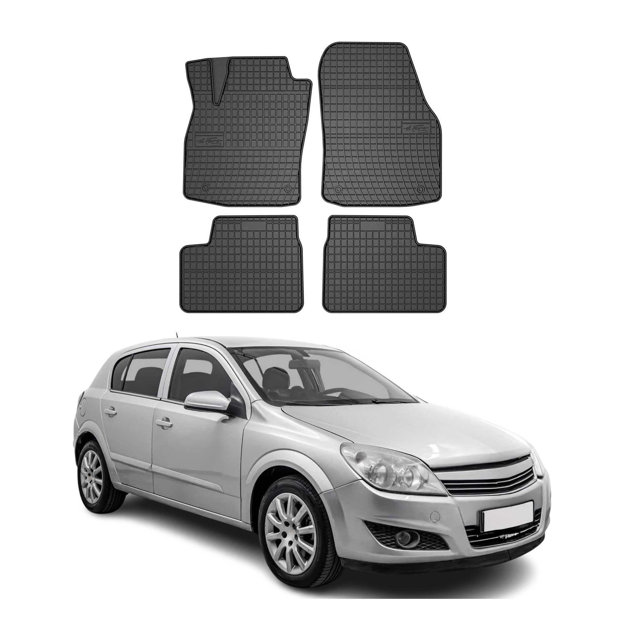 OMAC Alfombrillas De Coche para Opel Astra H 2004-2014 Negro Goma 4Pza