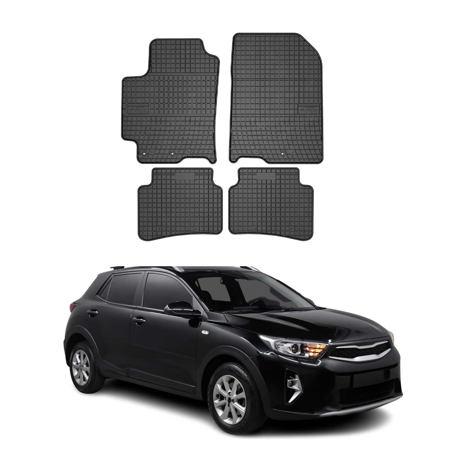 OMAC Alfombrillas De Coche para Kia Stonic 2017-2025 Negro Goma TPE 4Pza