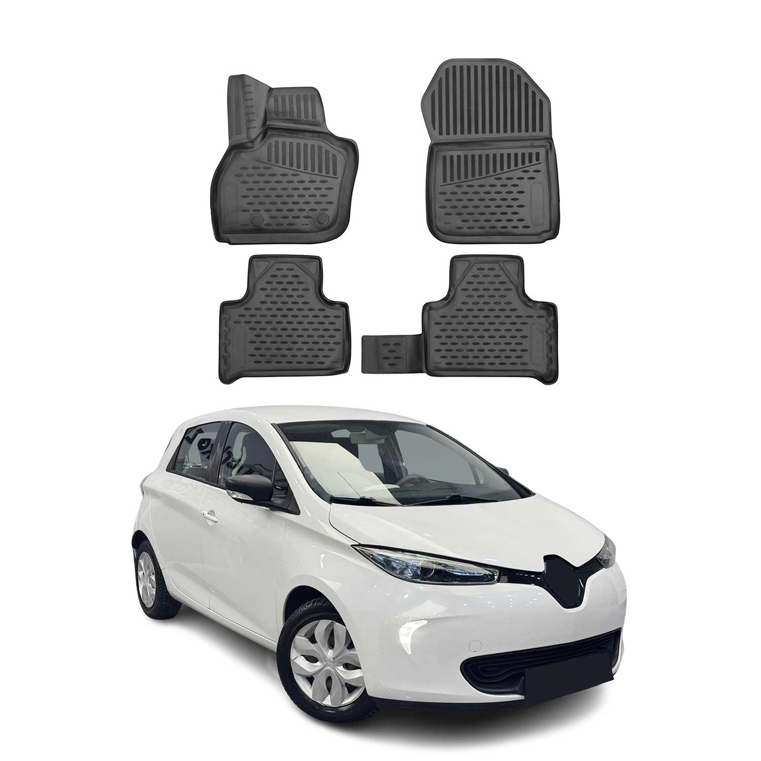 OMAC Alfombrillas De Coche para Renault Zoe 2012-2021 Negro Goma TPE 4Pza
