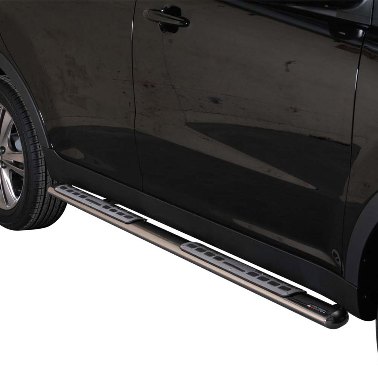 Par de Estribos Barras Laterales para Ssangyong Korando 2011-2019 Plata Acero 2x