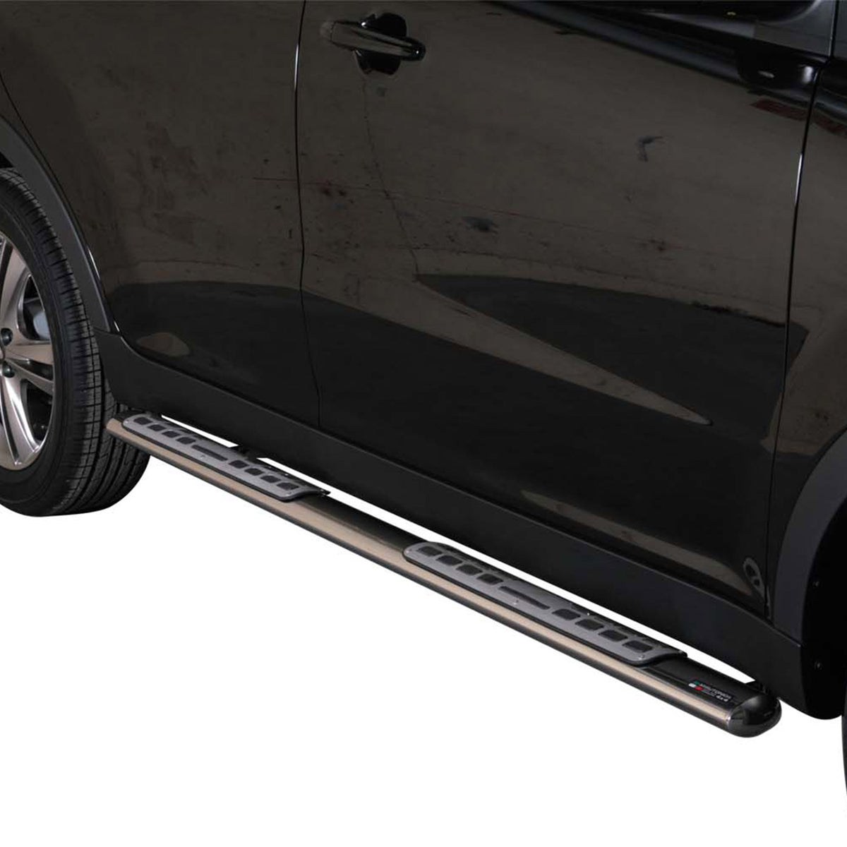 Par de Estribos Barras Laterales para Ssangyong Korando 2011-2019 Plata Acero 2x