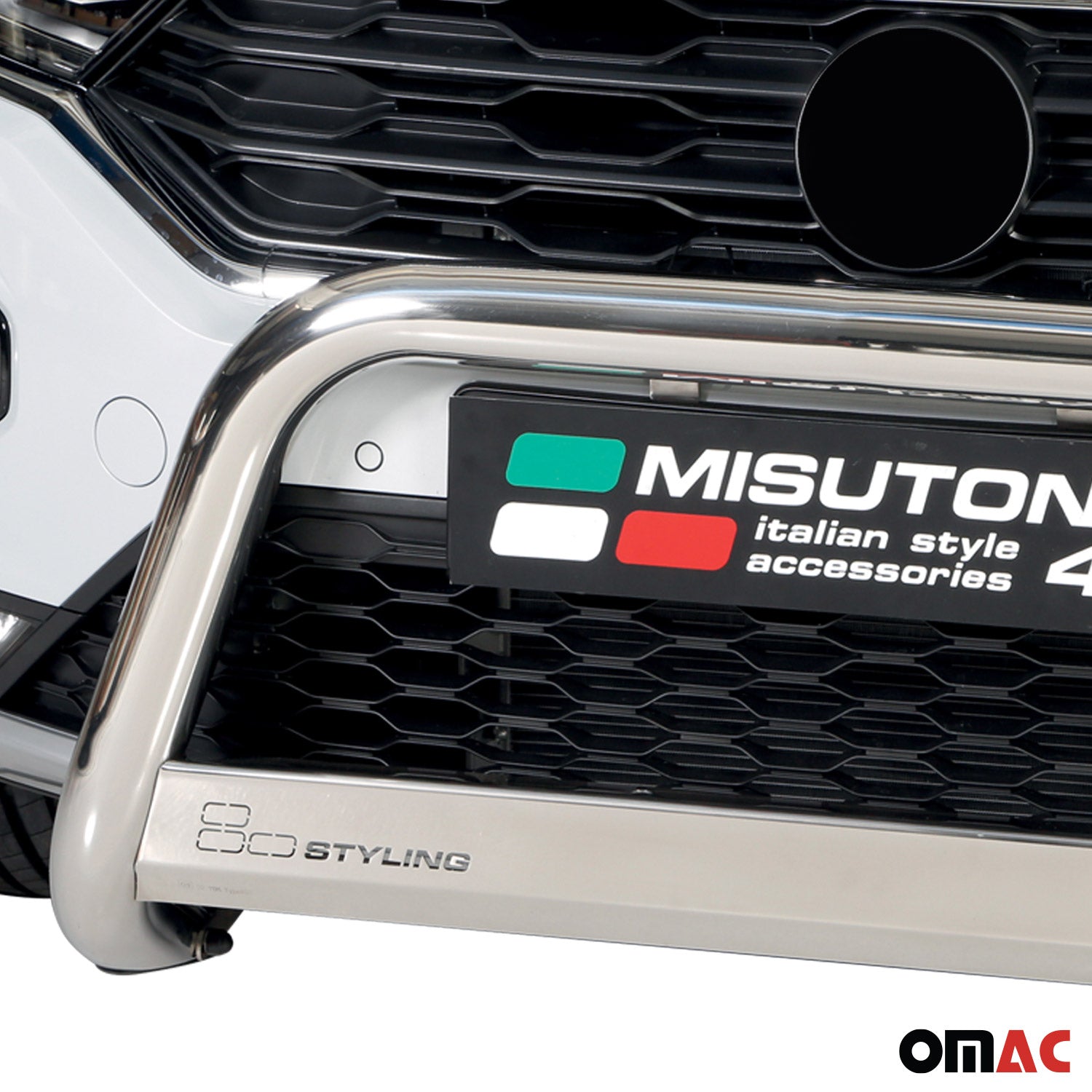 Bull Barra Frontal para VW T-Roc 2017-2025 Plata Brillante Acero 1Pza