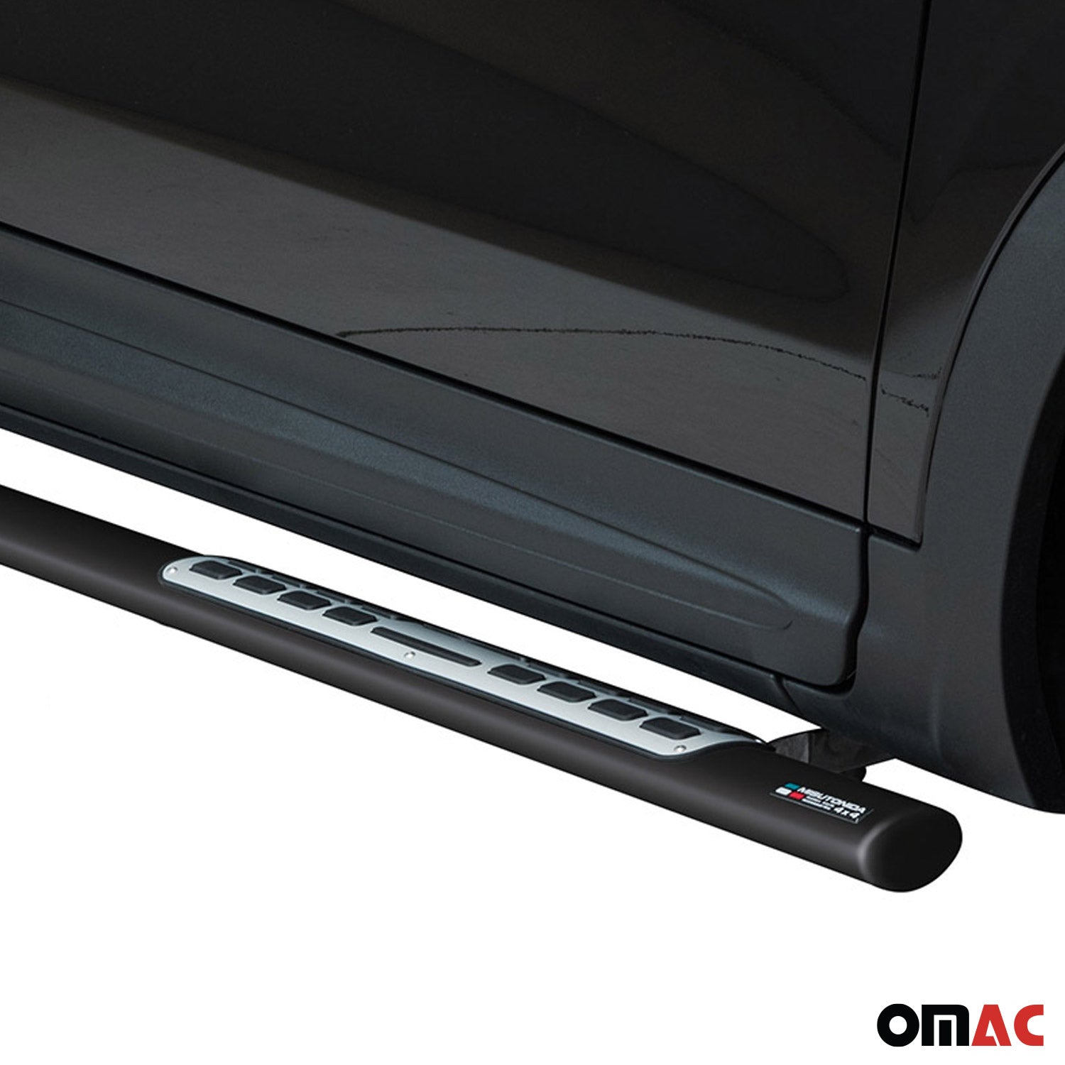 Par de Estribos Barras Laterales para Fiat 500X 2014-2018 Negro Brillante Acero