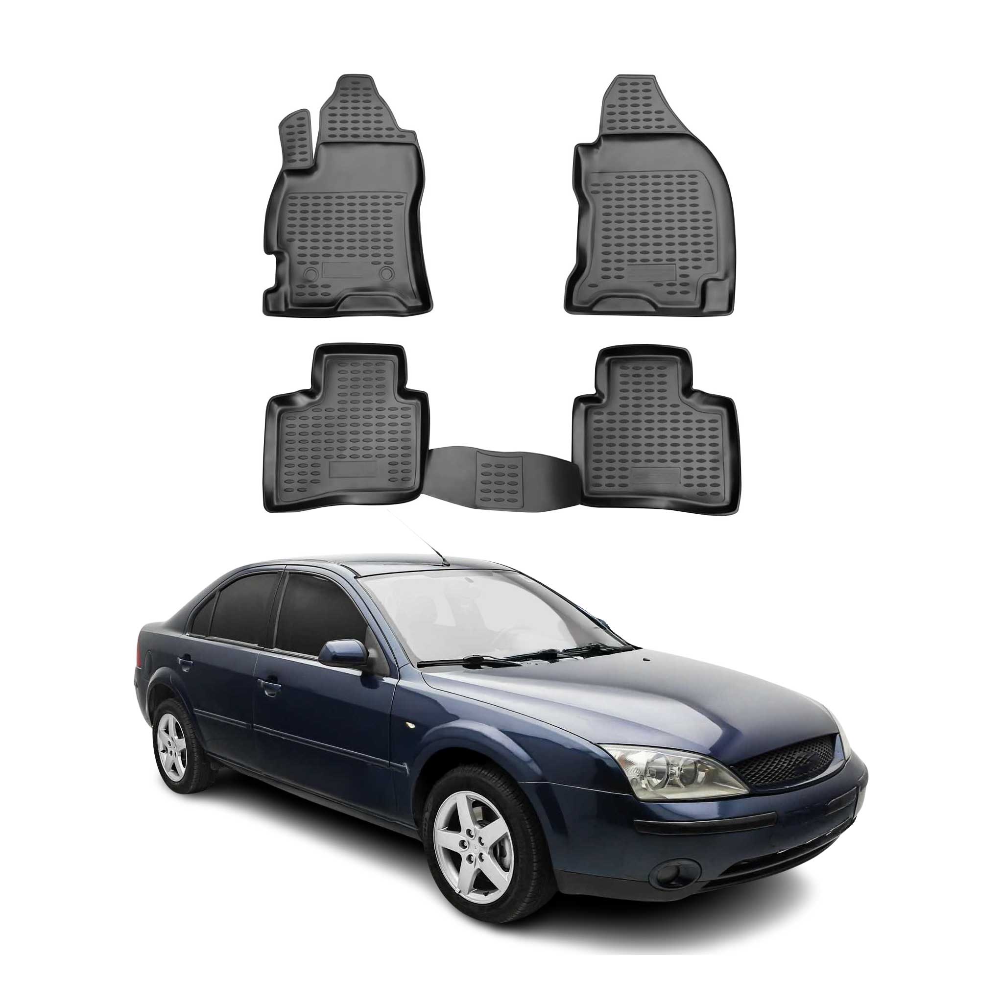 OMAC Alfombrillas De Coche para Ford Mondeo 2000-2007 Negro Goma TPE 4Pza