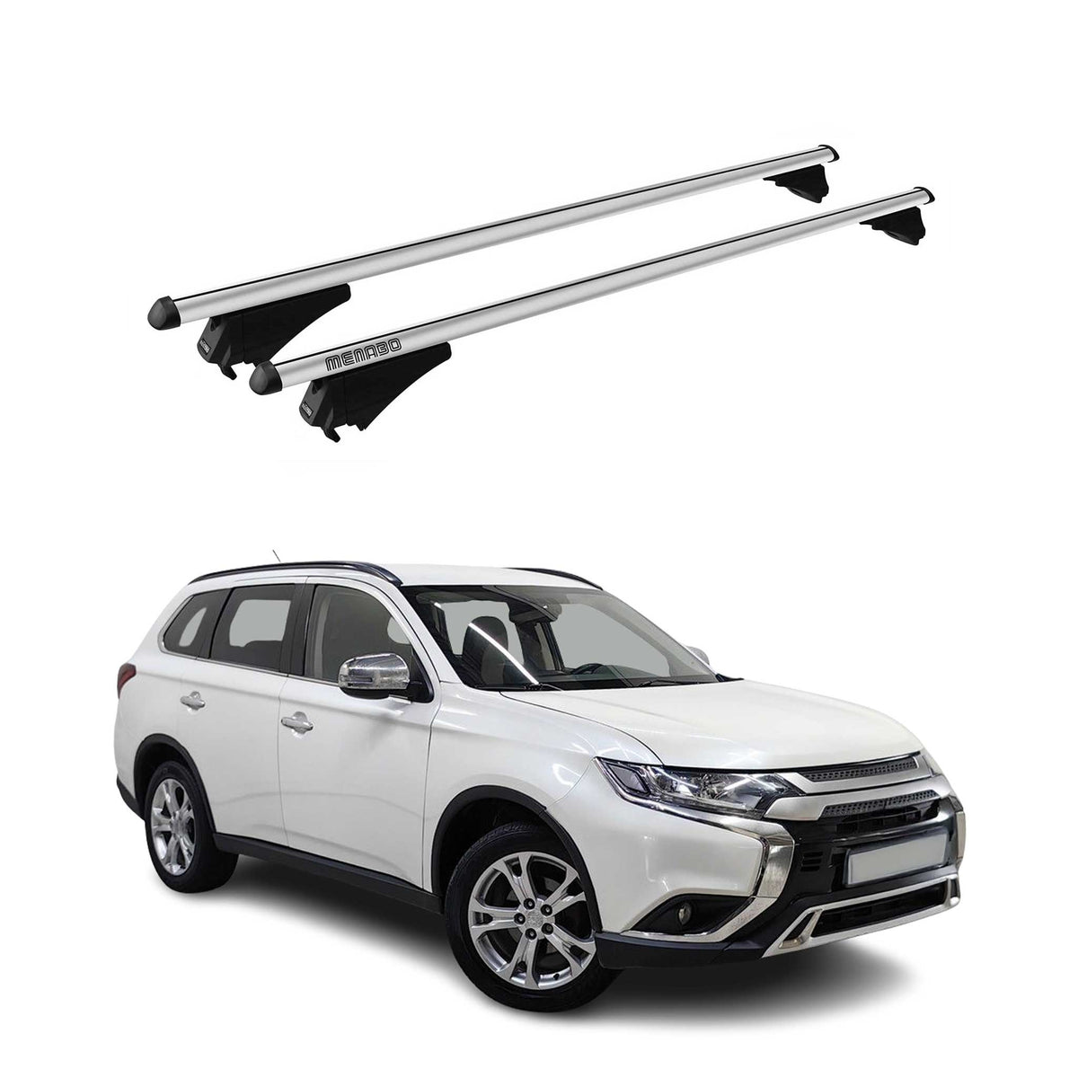 Menabo Barras de Techo Coche Baca para Mitsubishi Outlander PHEV 2014-2018 Gris