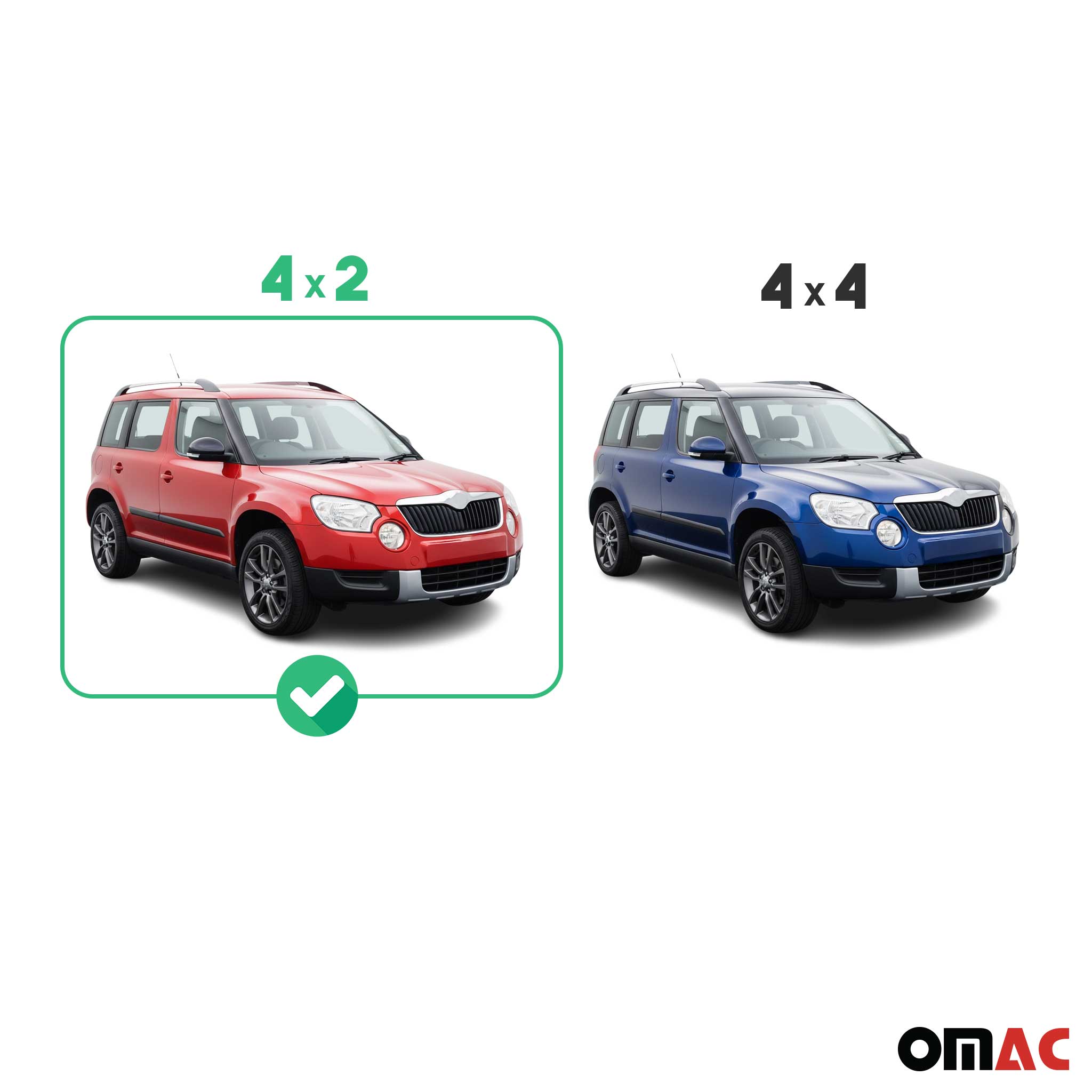 Par de Estribos Barras Laterales para Skoda Yeti 2009-2013 Plata Acero 2x