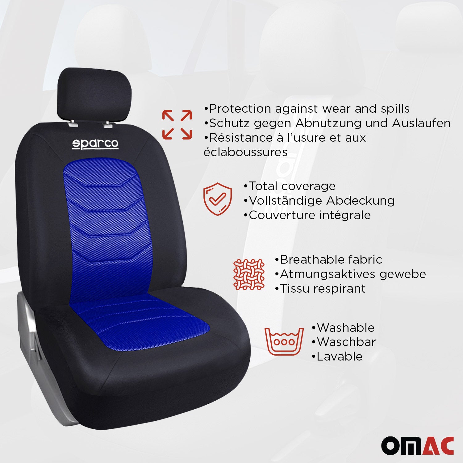 Sparco Funda de Asiento Universal Negro Azul delanteros traseros