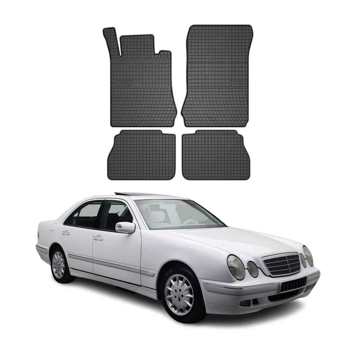 OMAC Alfombrillas De Coche para Mercedes E Class W210 1995-2003 Negro Goma 4Pza