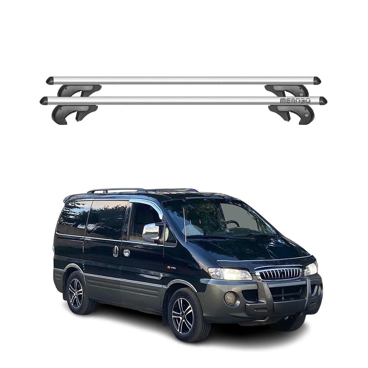 Menabo Barras de Techo Baca para Hyundai Starex 1997-2007 Gris Aluminio 2Pza