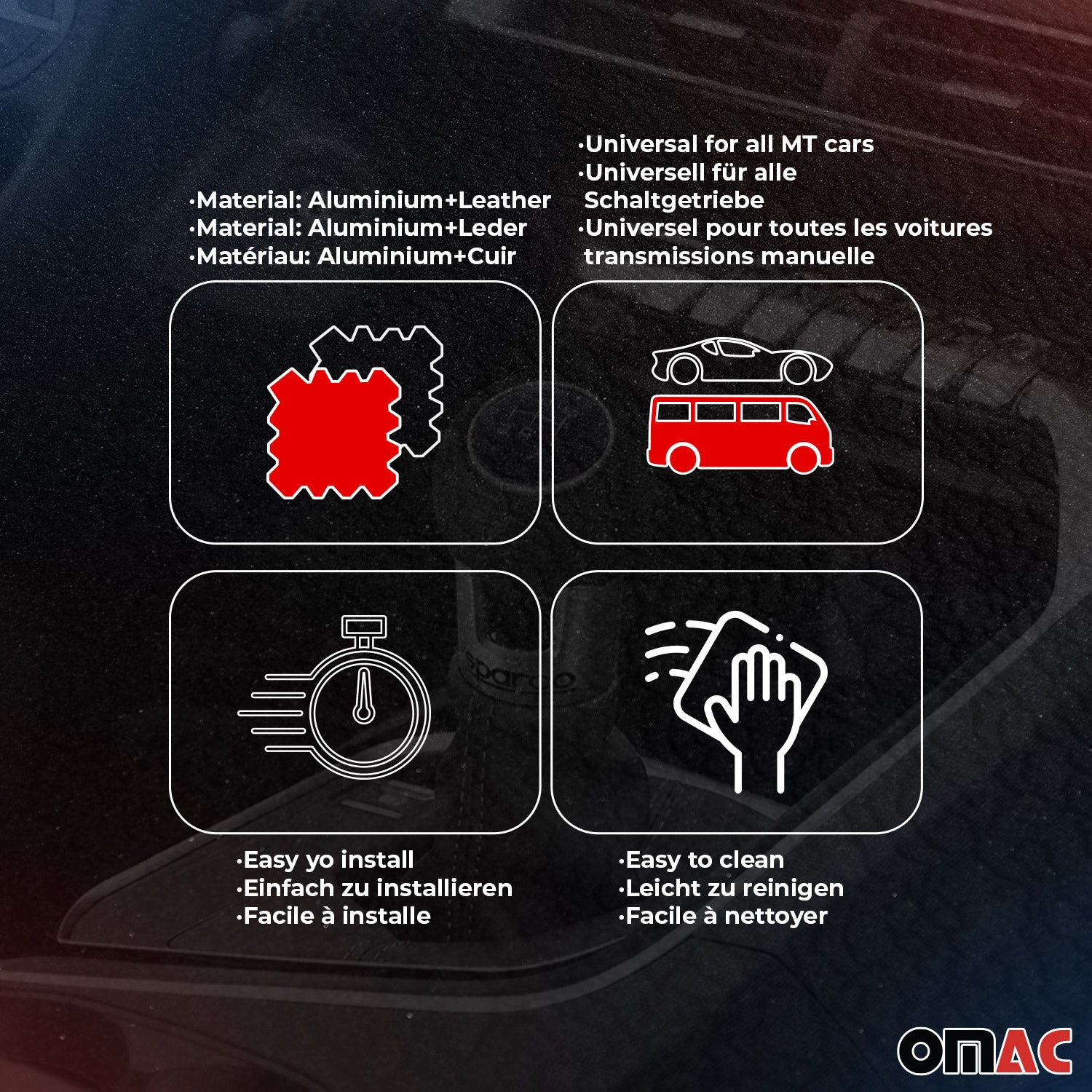 Sparco Palanca de Cambios Universal Azul Aluminio