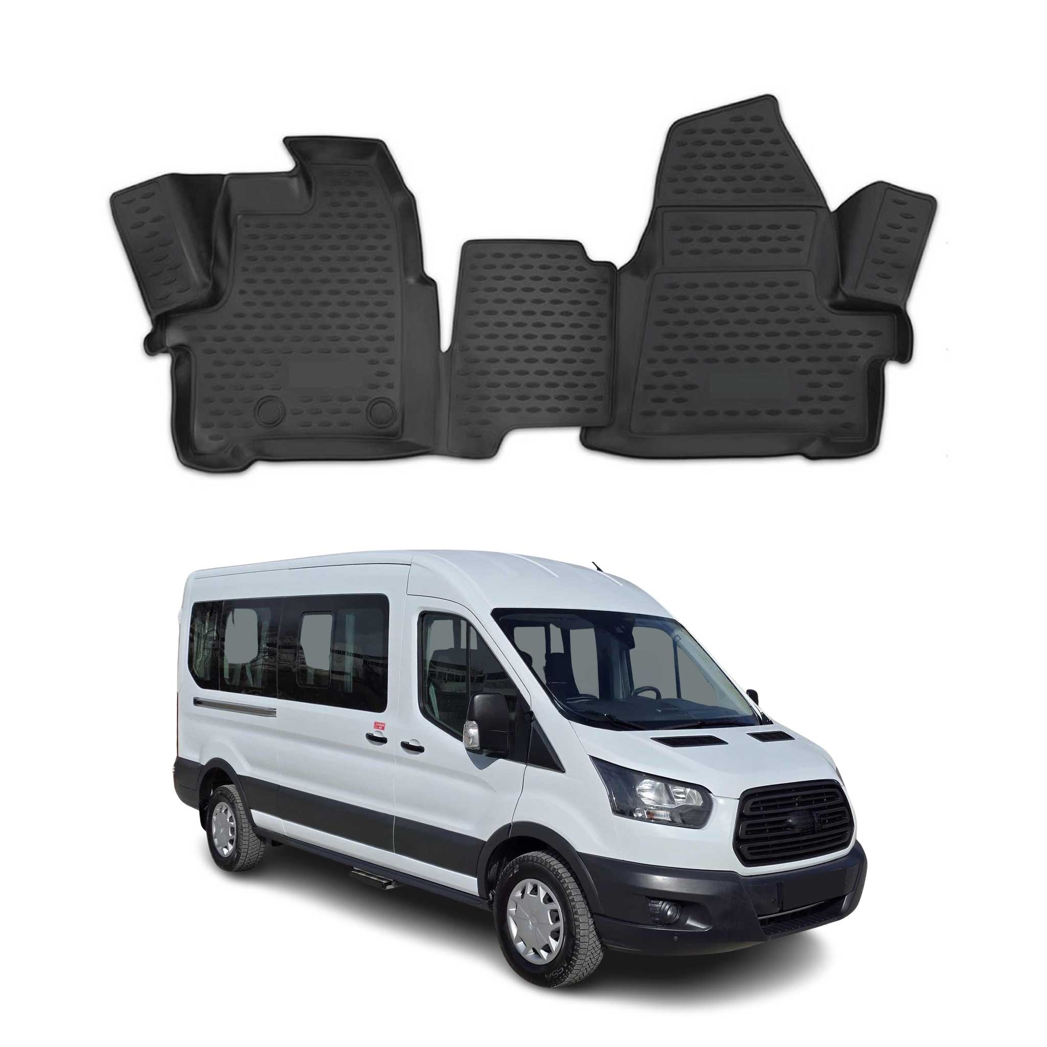 OMAC Alfombrillas De Coche para Ford Transit 2014-2025 Negro Goma TPE 2Pza