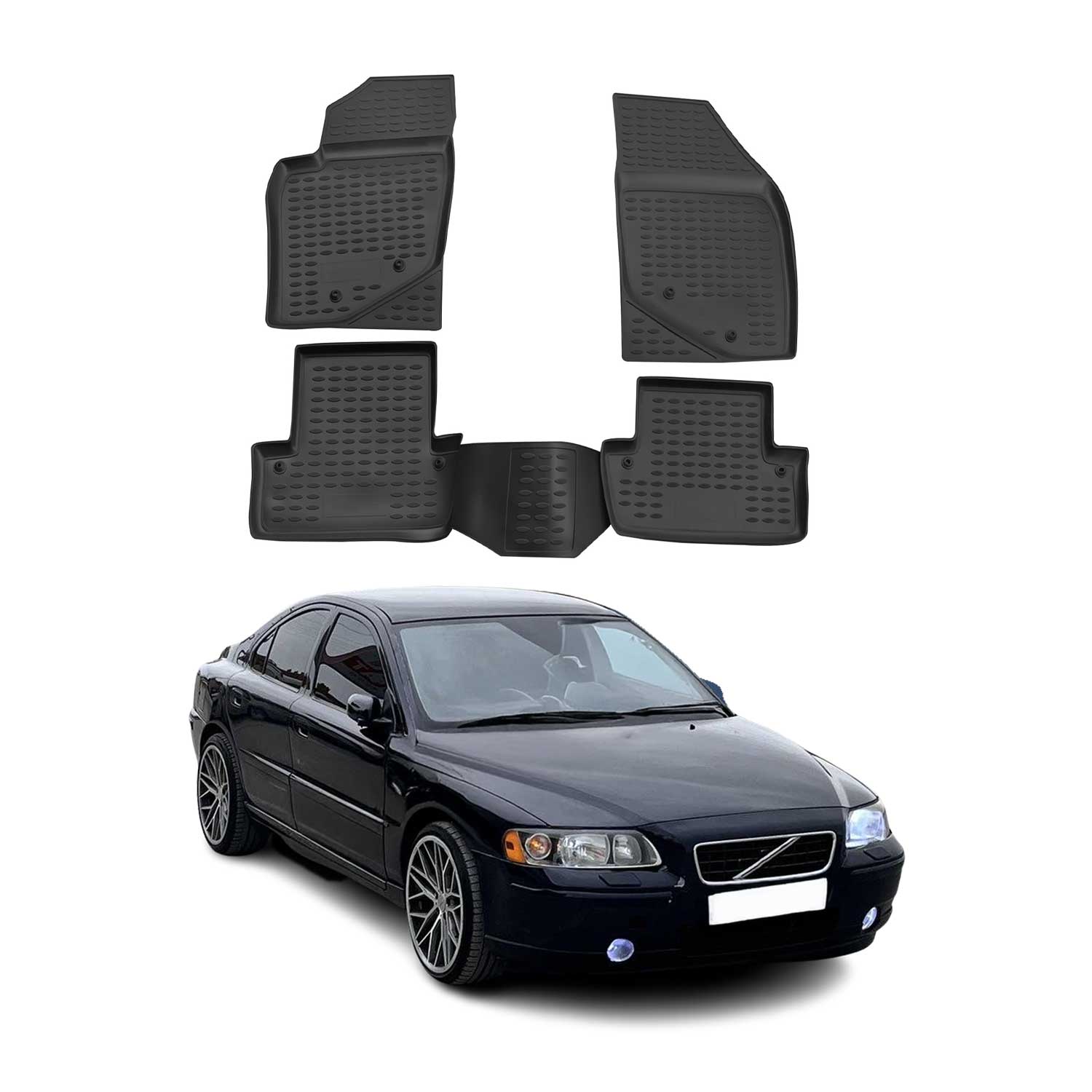 OMAC Alfombrillas De Coche para Volvo S60 2000-2009 Negro Goma TPE 4Pza