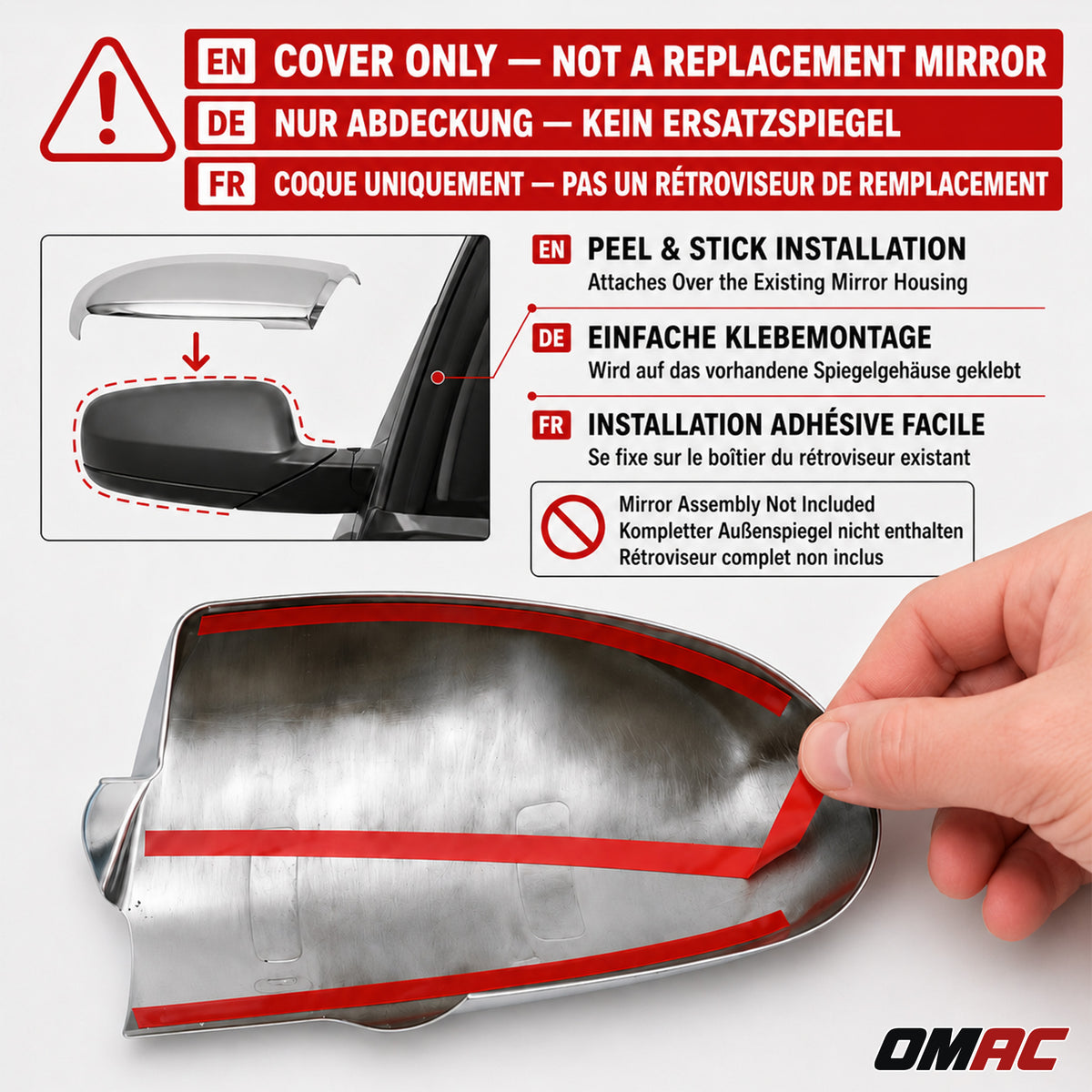 Cubierta de Espejo Retrovisor para Mercedes Vito W447 2014-2026 Plata Cromo