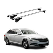 Menabo Barras de Techo Coche Baca para Skoda Superb Familiar 2015-2023 Gris Alu