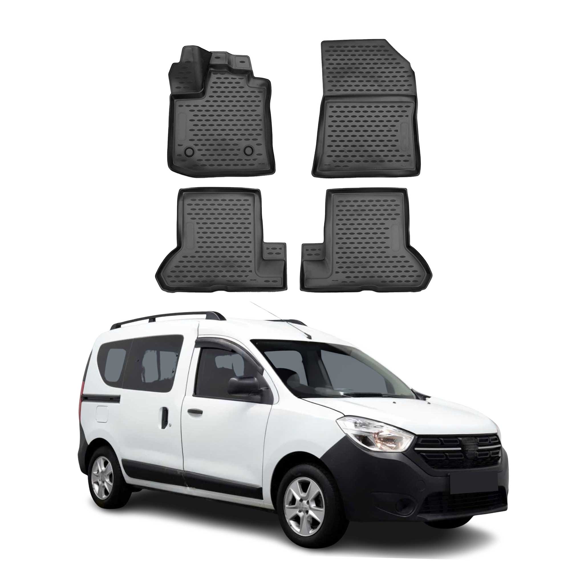 OMAC Alfombrillas De Coche para Dacia Dokker 2018-2021 Negro Goma TPE 4Pza