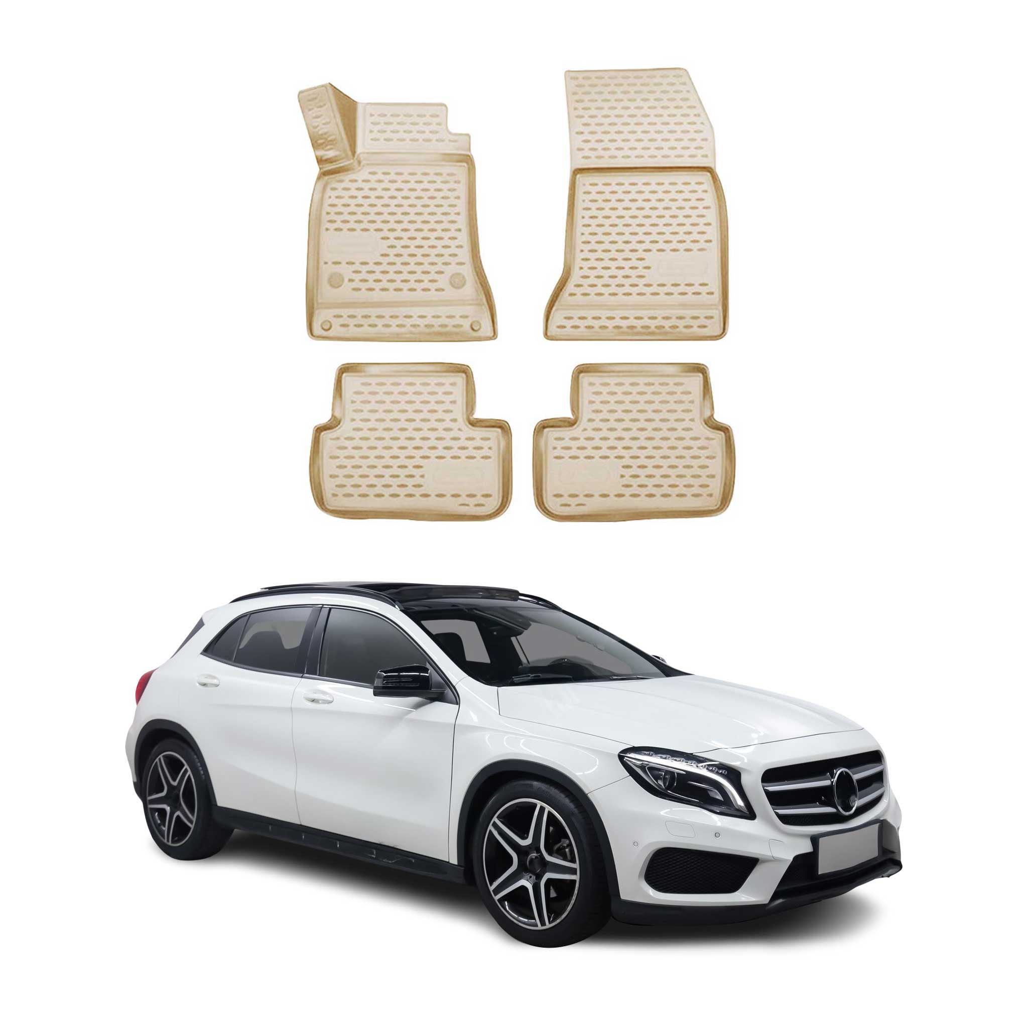 OMAC Alfombrillas De Coche para Mercedes GLA Class 2013-2025 Beige Goma TPE 4Pza