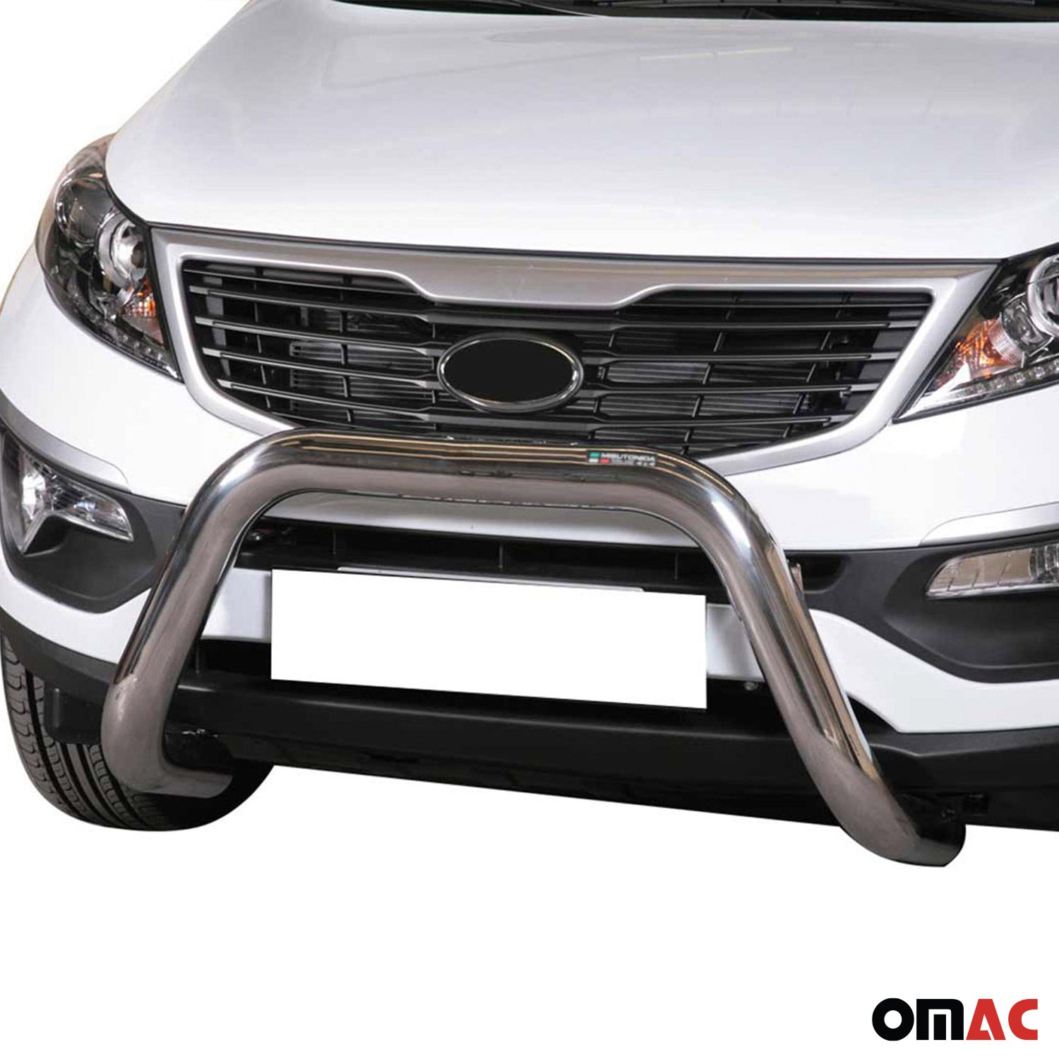 Bull Barra Frontal para Kia Sportage 2010-2015 Plata Brillante Acero 1Pza