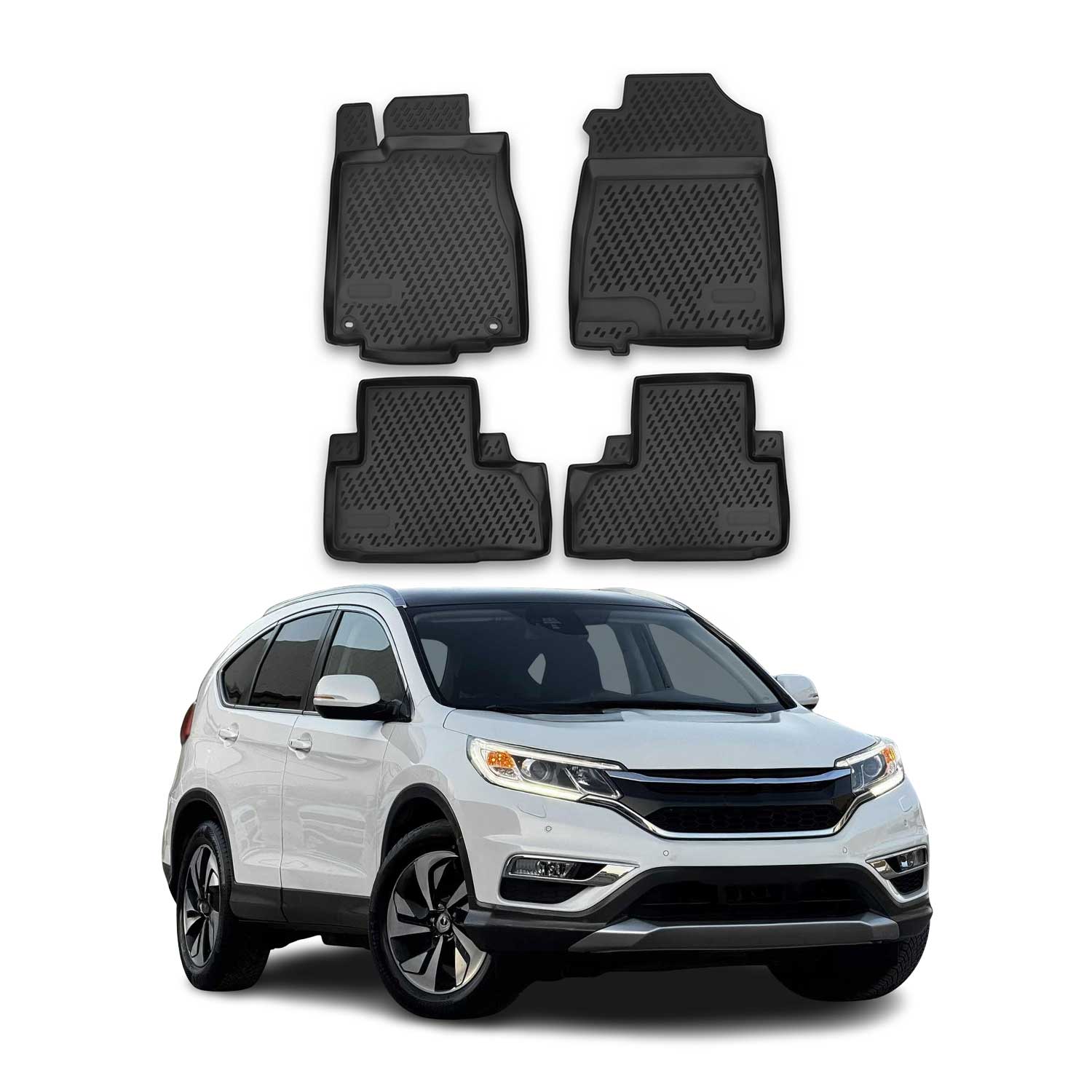 OMAC Alfombrillas De Coche para Honda CR-V 2012-2016 Negro Goma TPE 4Pza