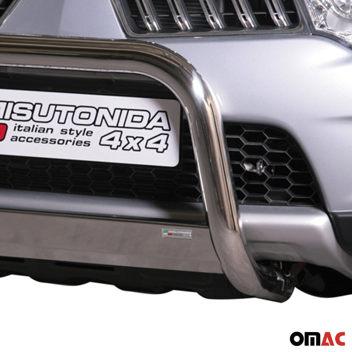 Bull Barra Frontal para Mitsubishi L200 2010-2015 Plata Brillante Acero 1Pza