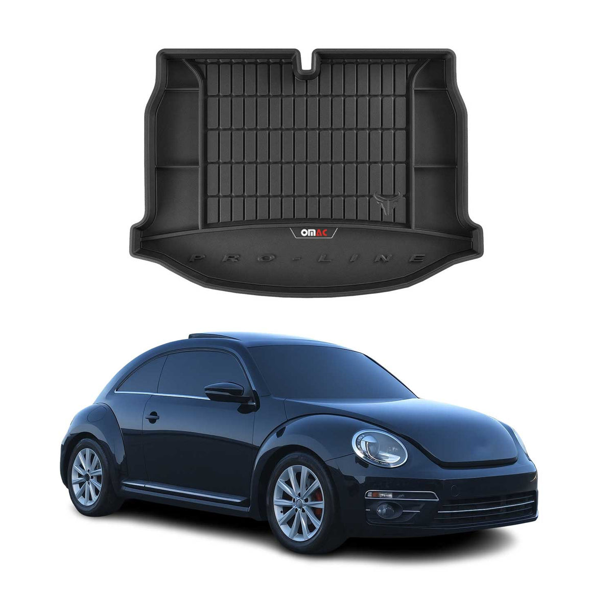 OMAC Premium Bandeja Maletero Alfombrilla para VW Beetle 2011-2019 Negro TPE