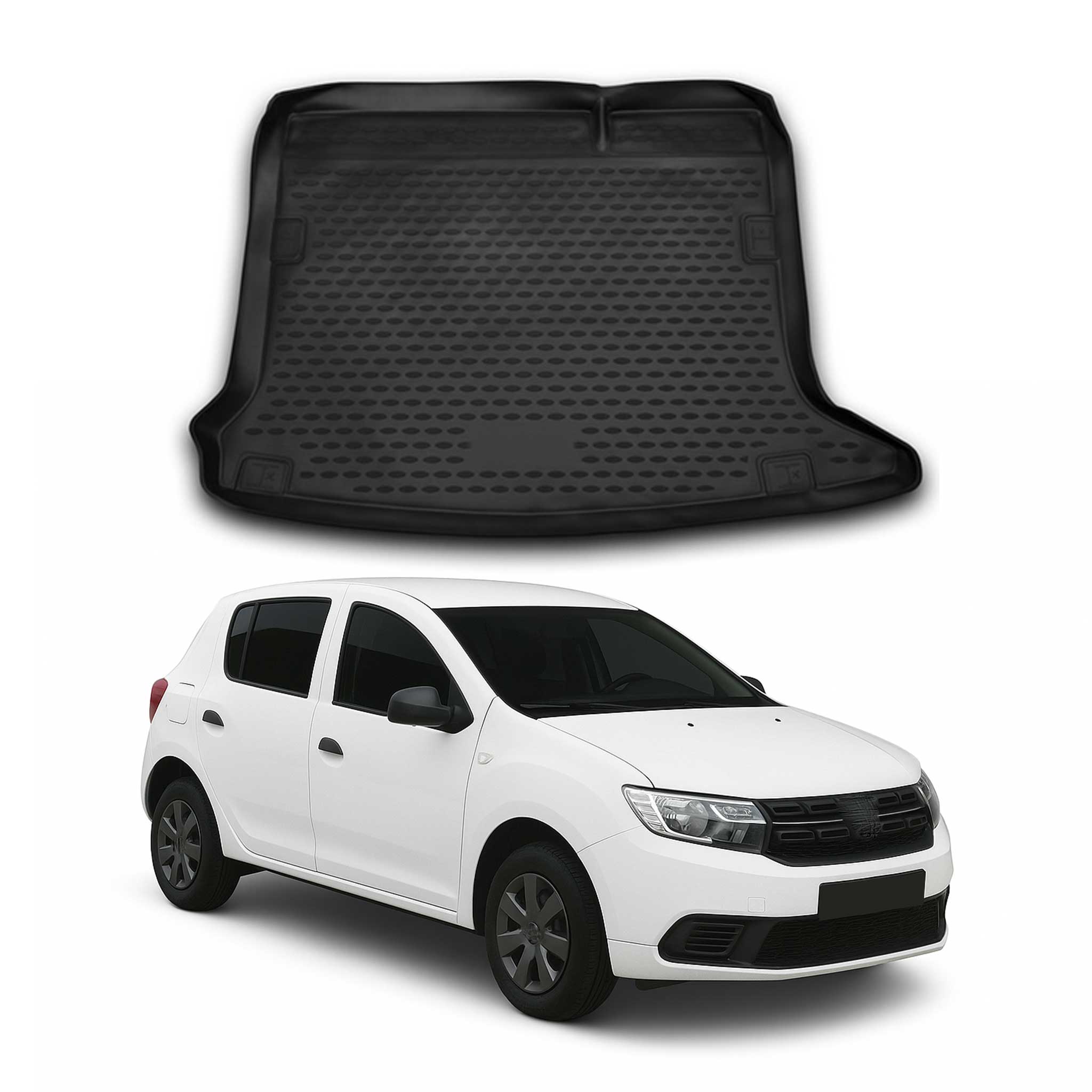 OMAC Bandeja Maletero Alfombrilla para Dacia Sandero 2012-2020 Negro Goma TPE