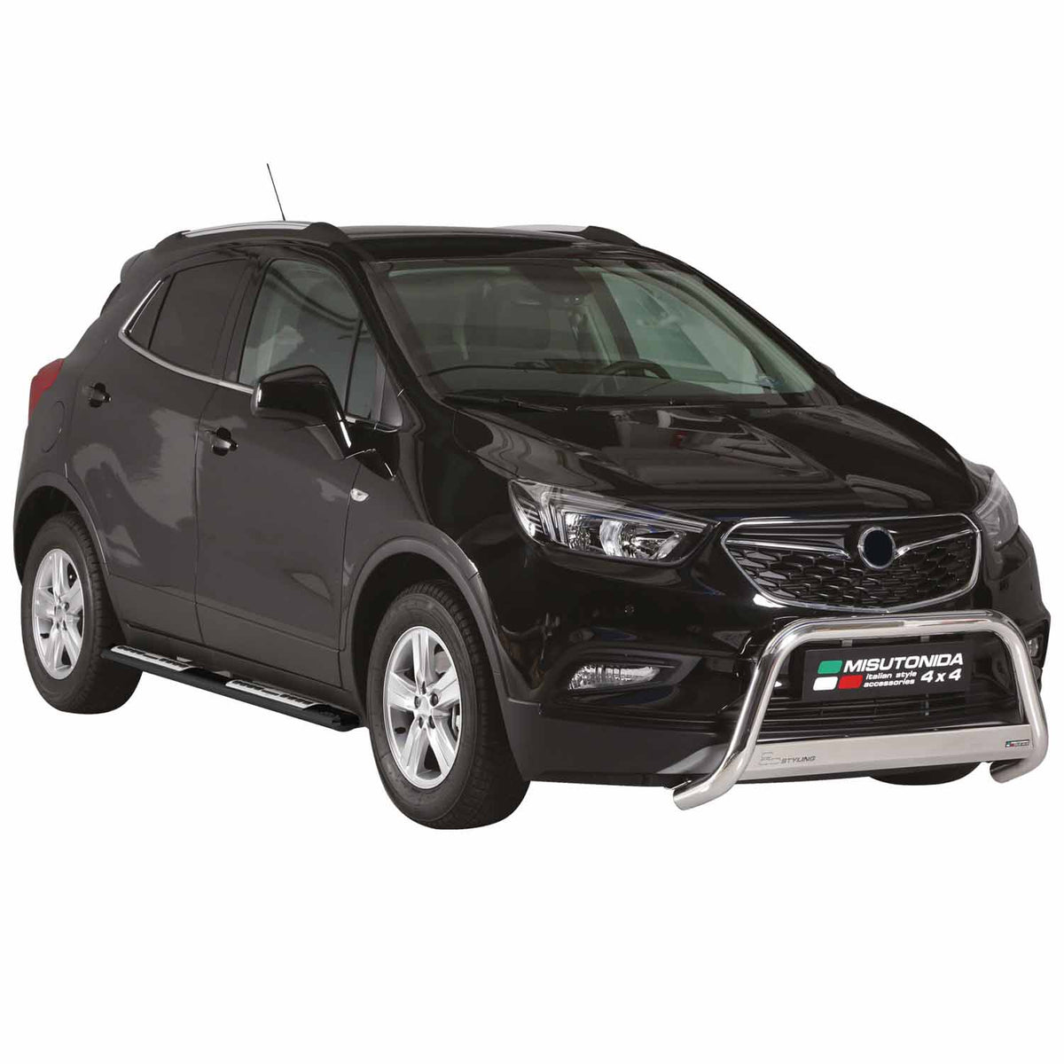 Par de Estribos Barras Laterales para Opel Mokka 2012-2016 Negro Brillante Acero