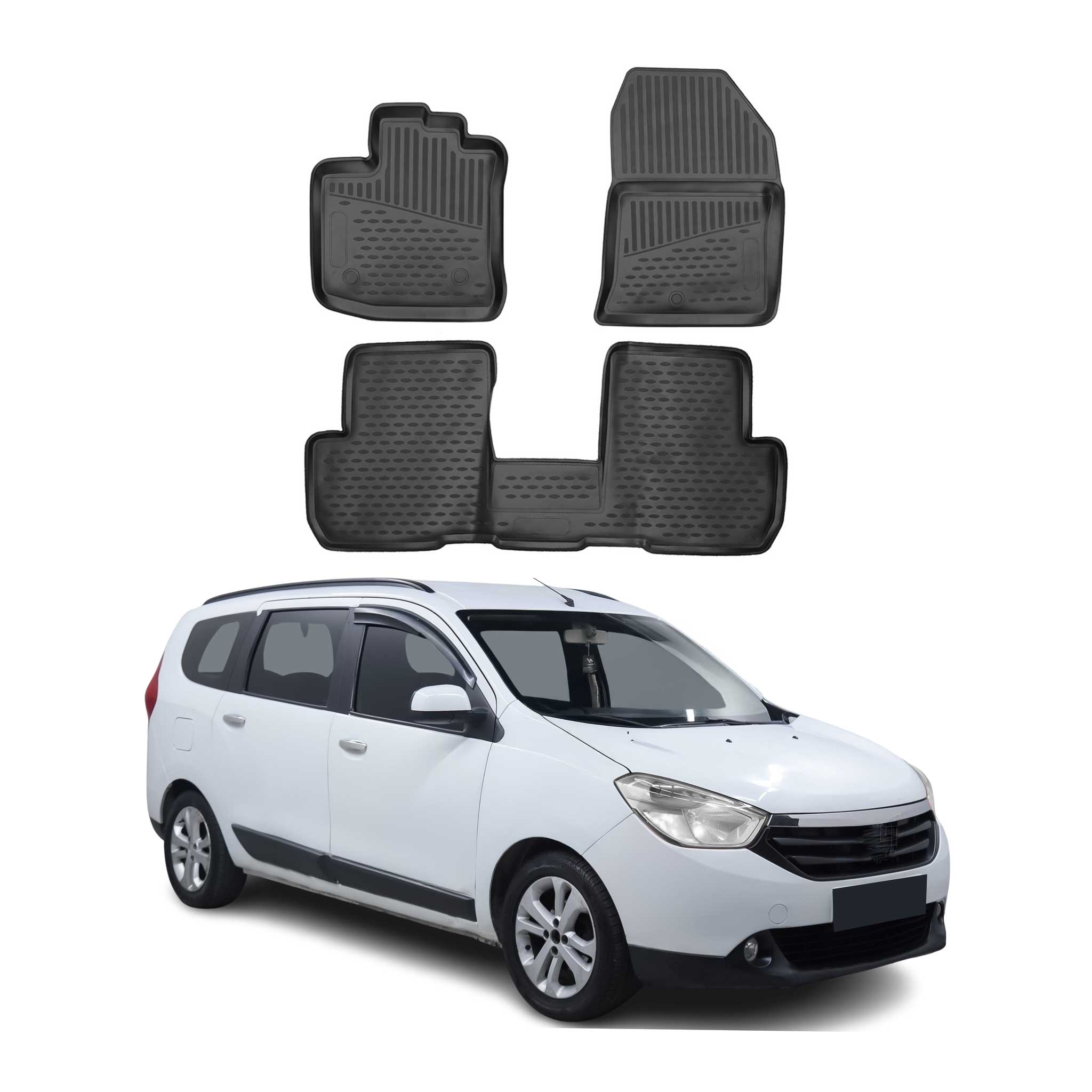 OMAC Alfombrillas De Coche para Dacia Lodgy 2012-2024 Negro Goma TPE 4Pza