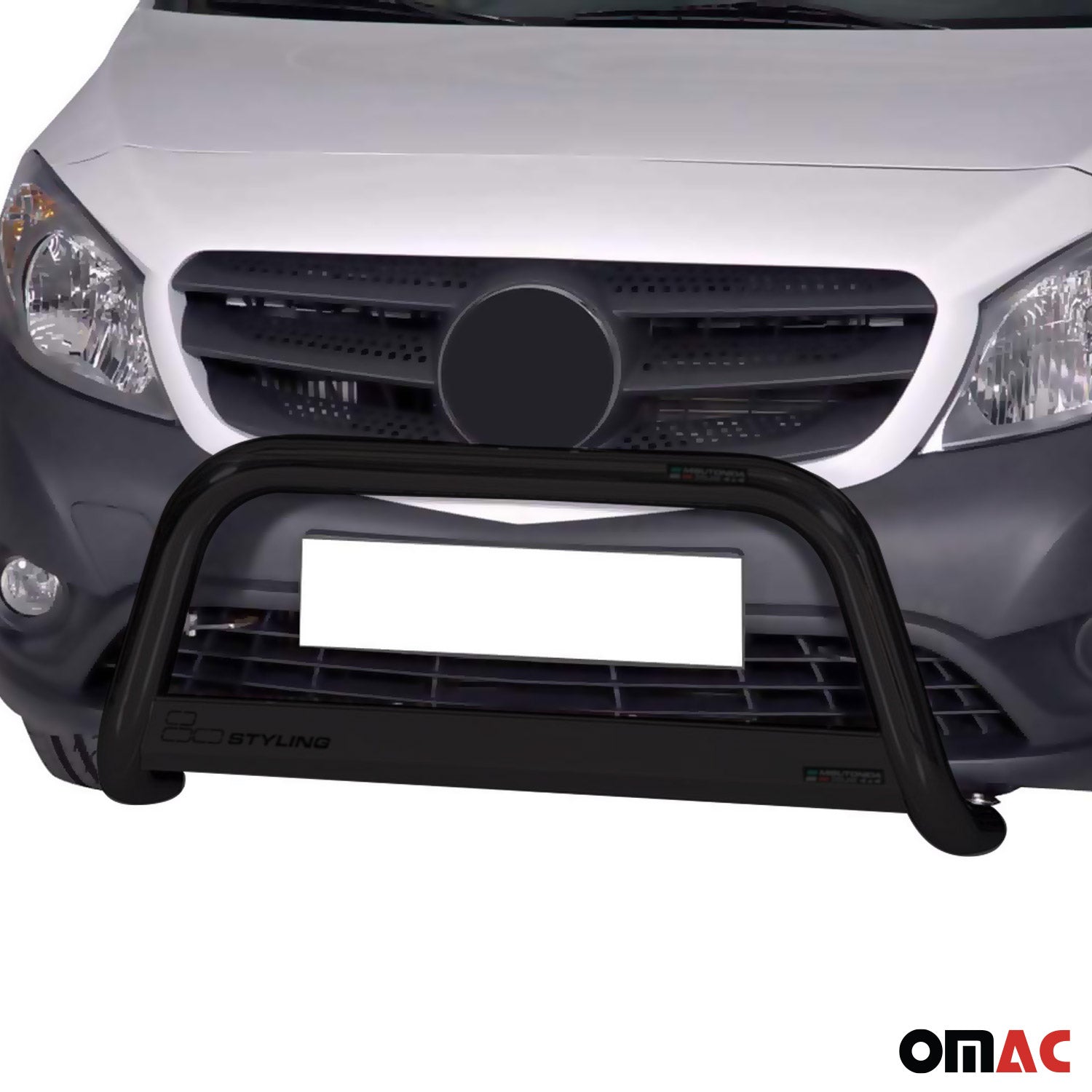 Bull Barra Frontal para Mercedes Citan 2012-2020 Negro Brillante Acero 1Pza