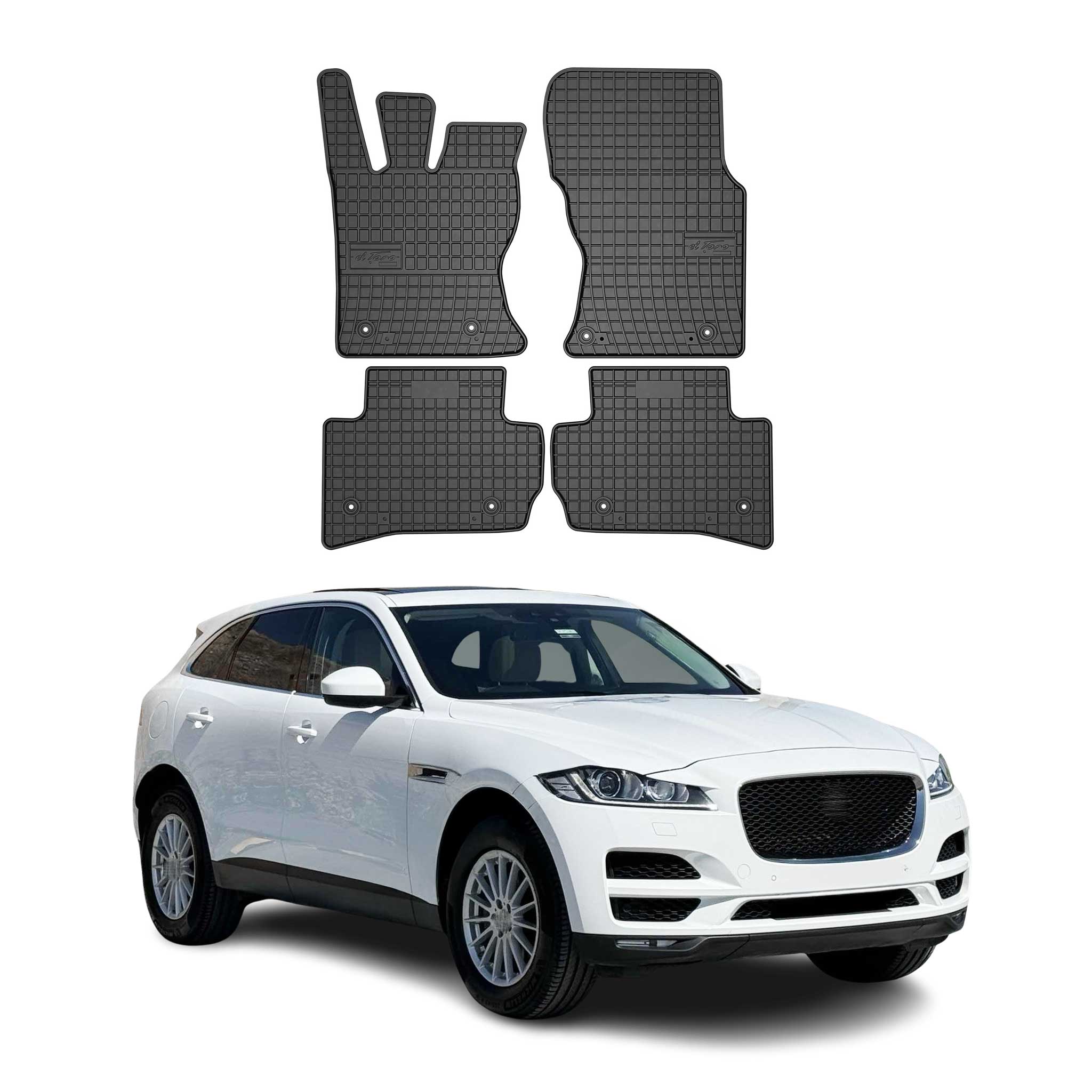 OMAC Alfombrillas De Coche para Jaguar F-Pace 2016-2020 Negro Goma 4Pza