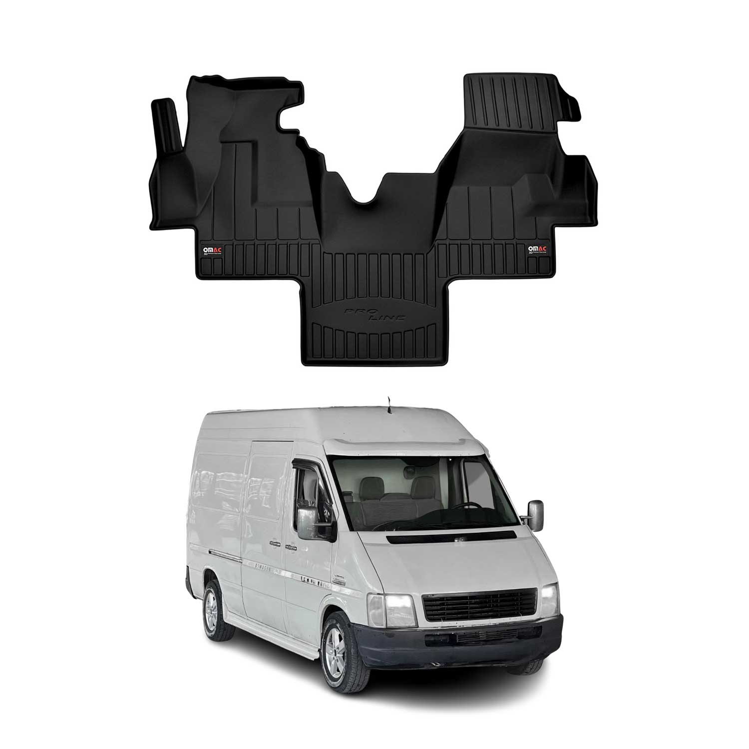 OMAC Premium Alfombrillas De Coche para VW LT 1996-2006 Negro TPE Goma 1Pza