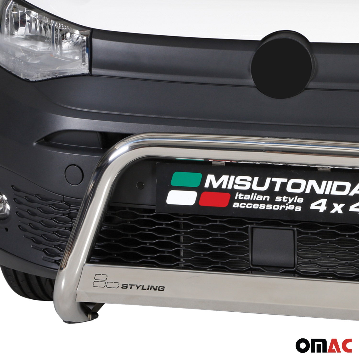 Bull Barra Frontal para VW Caddy 2021-2025 Plata Brillante Acero 1Pza