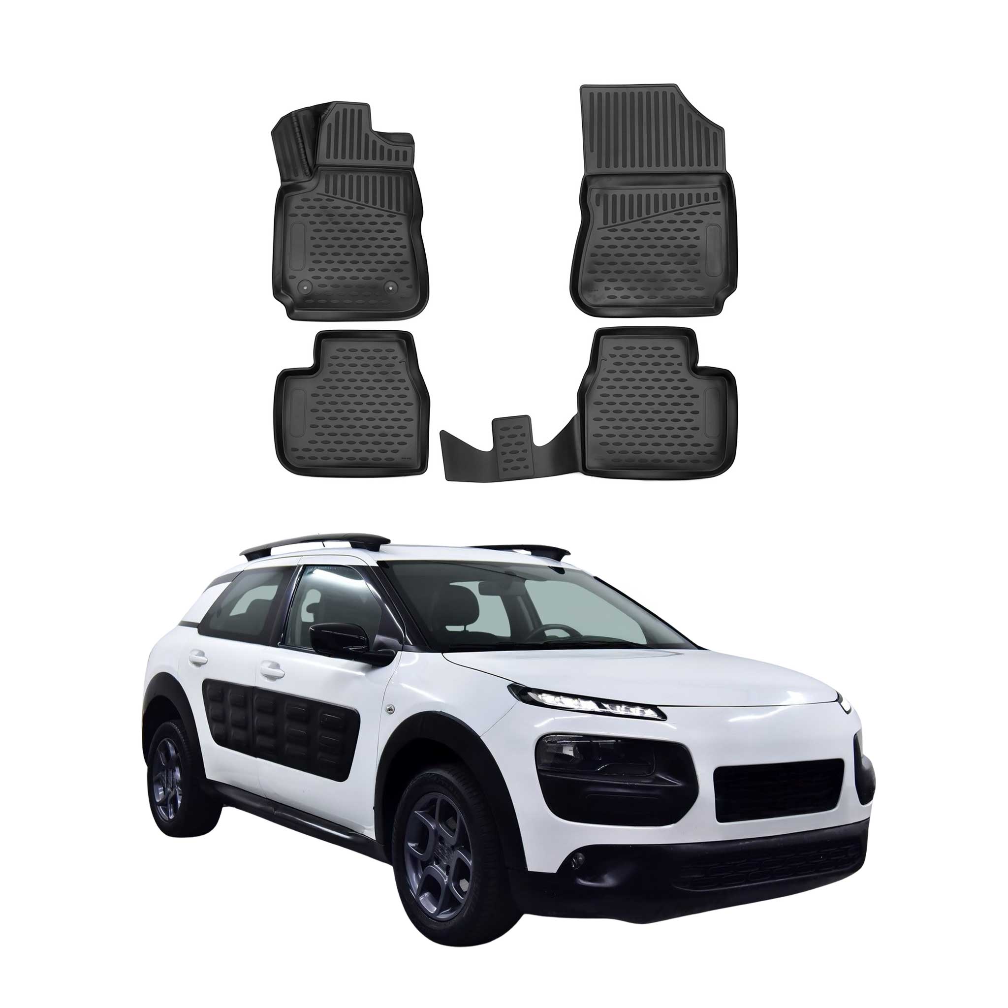 OMAC Alfombrillas De Coche para Citroen C4 Cactus 2014-2020 Negro Goma TPE 4Pza
