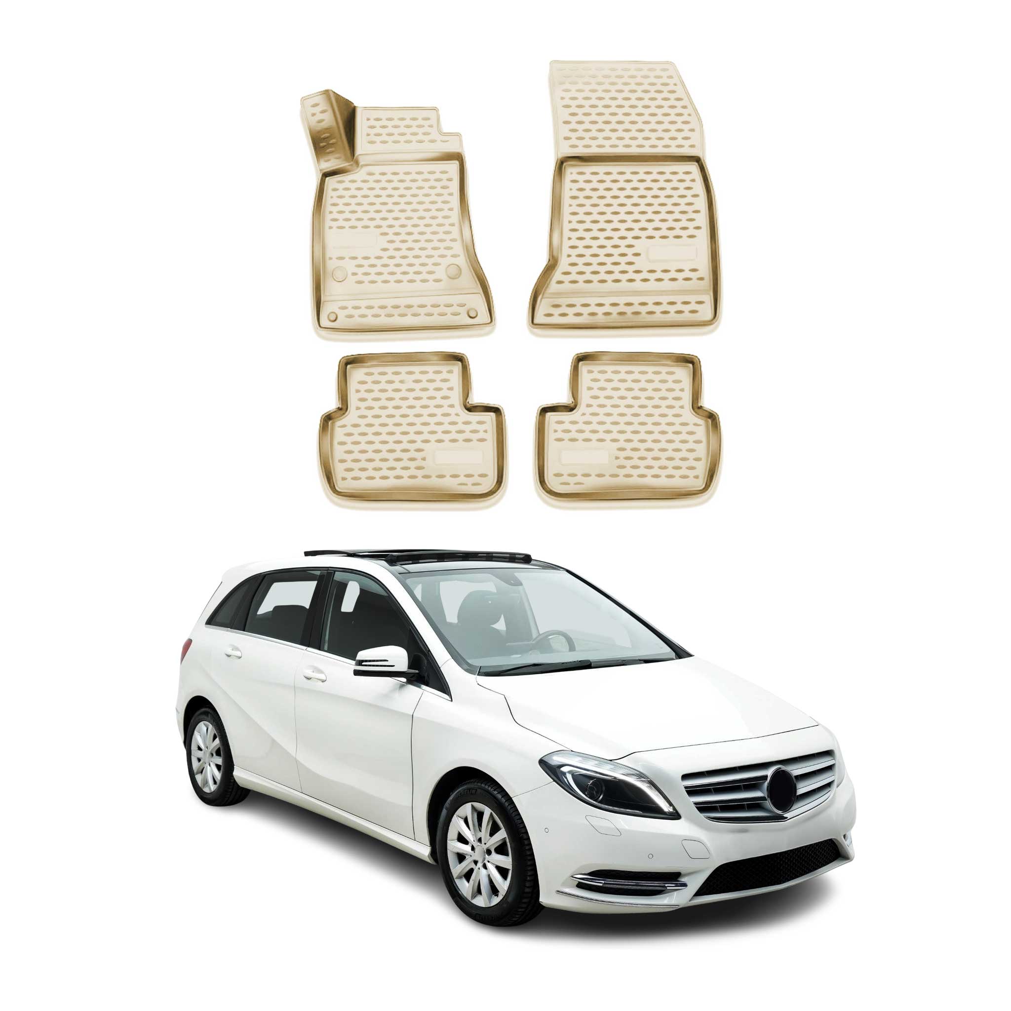 OMAC Alfombrillas De Coche para Mercedes B Class W242 W246 2011-2018 Beige 4x