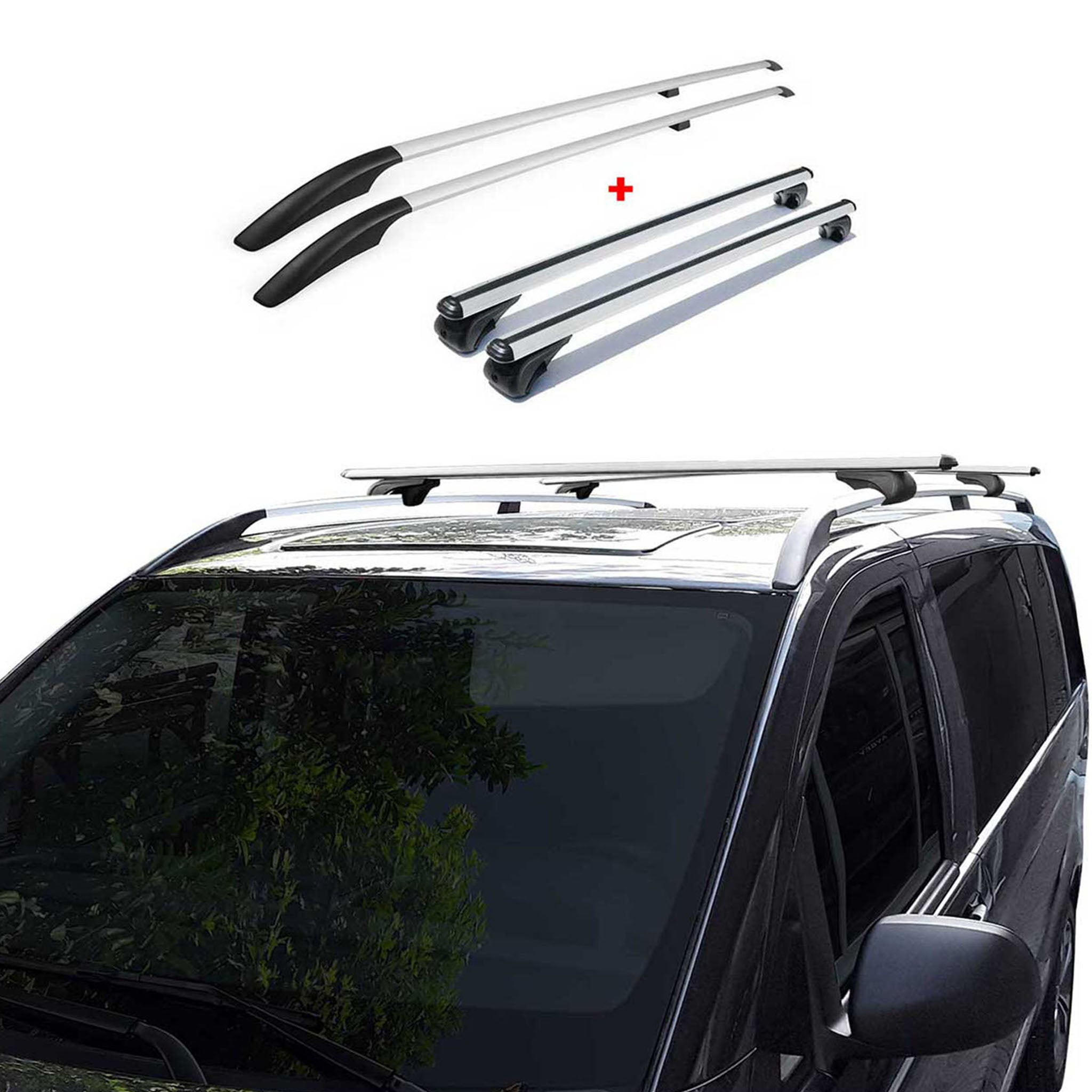 Rieles & Barras de Techo Coche para VW Caddy 2003-2015 Largo Plata Aluminio 4Pza