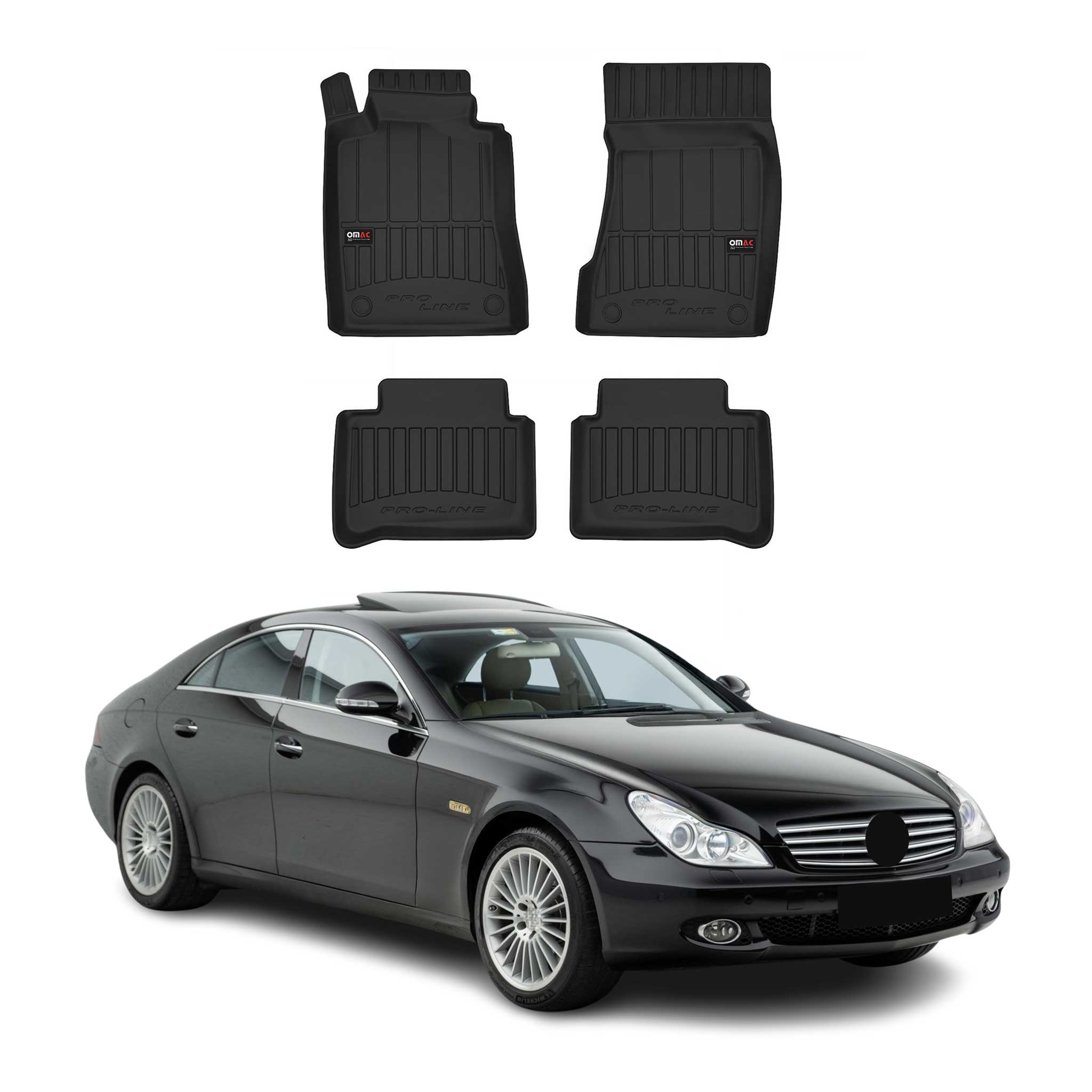 OMAC Alfombrillas De Coche para Mercedes CLS C219 2004-2010 Negro Goma TPE 4Pza