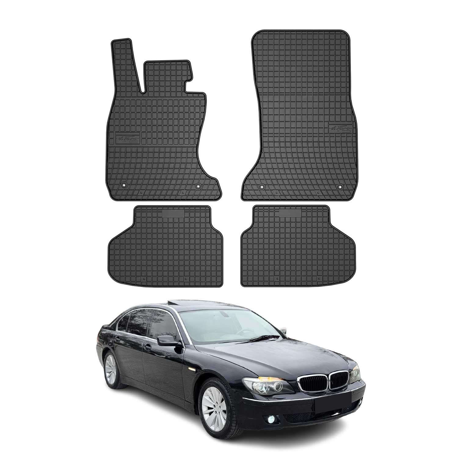 OMAC Alfombrillas De Coche para BMW Serie 7 F01 2008-2015 Negro Goma 4Pza